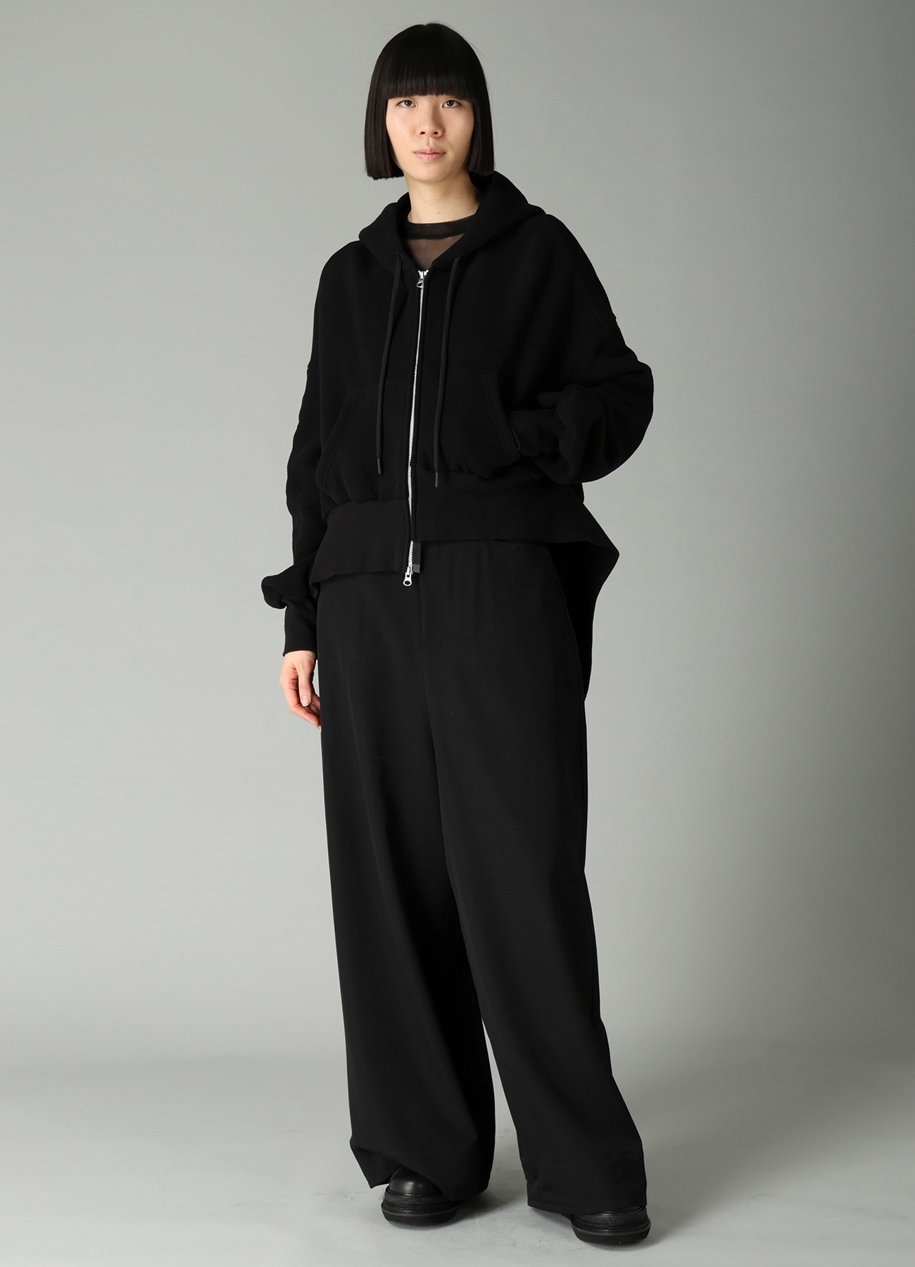 Liy/C BRUSHED FRENCH TERRY UNBALANCED HOODIE
