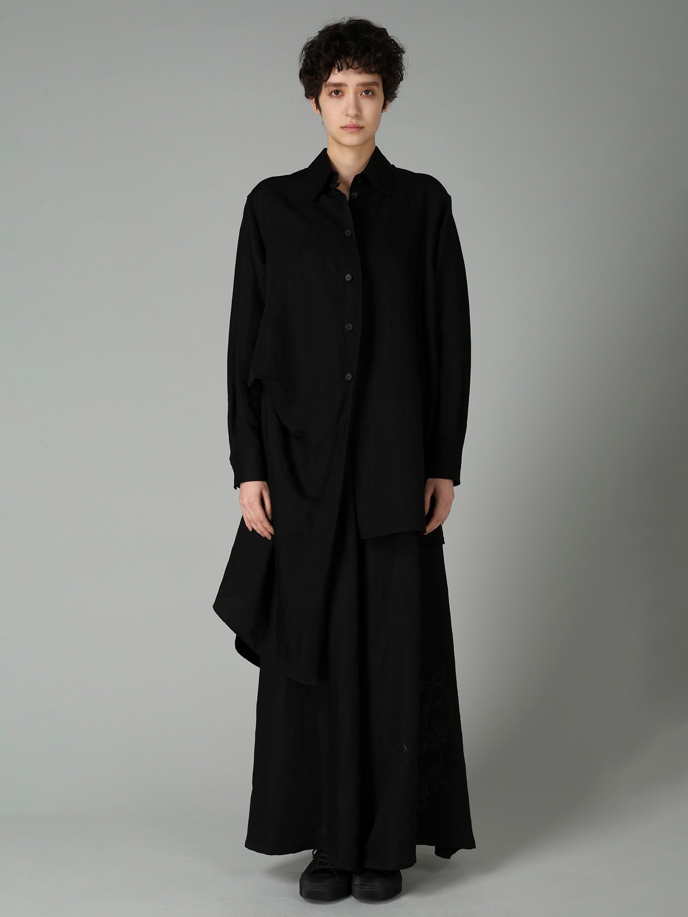 Li/Cu TWILL TUCK&DRAPE BLOUSE