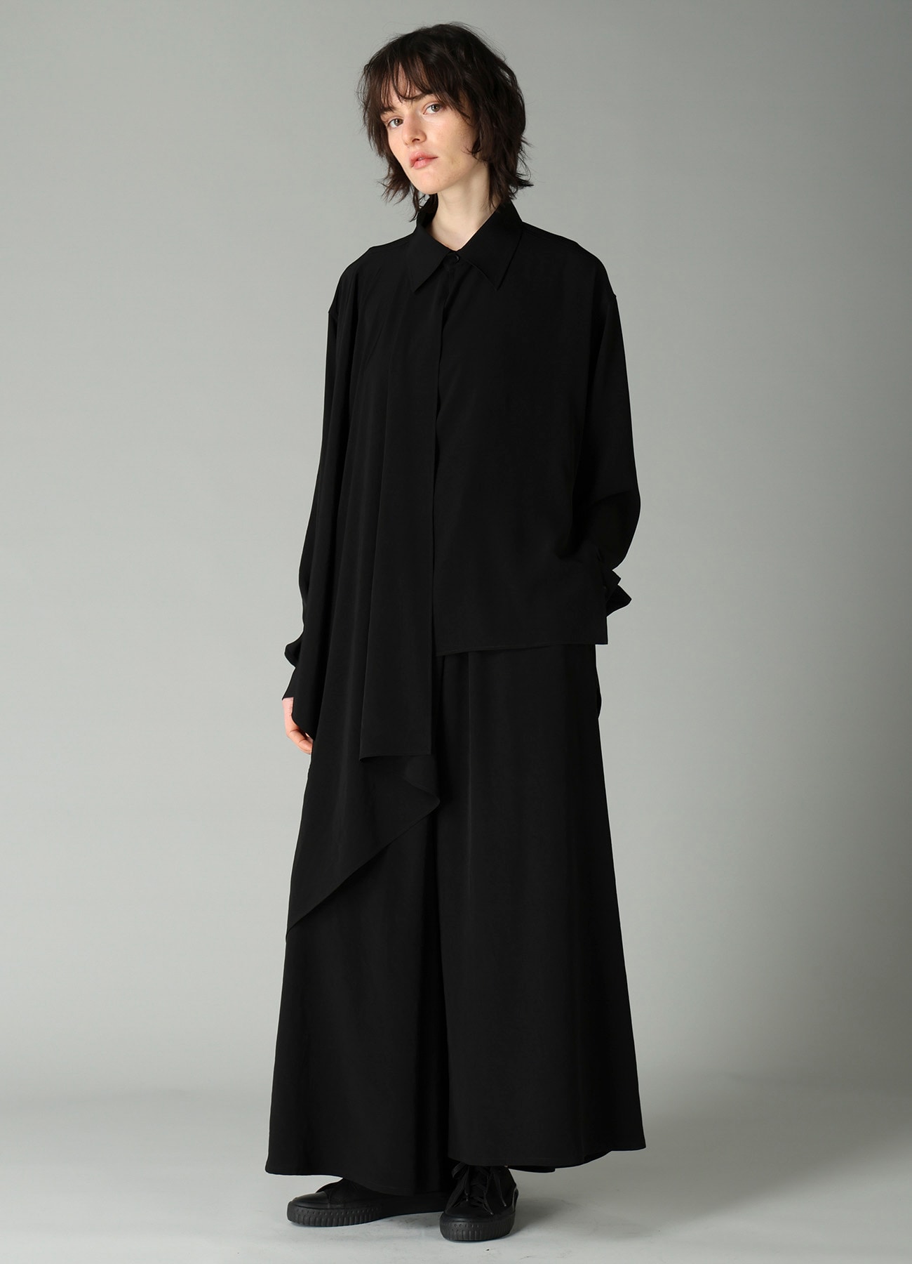 Ta/Pe CREPE DE CHINE R LONG ASYMMETRIC BLOUSE