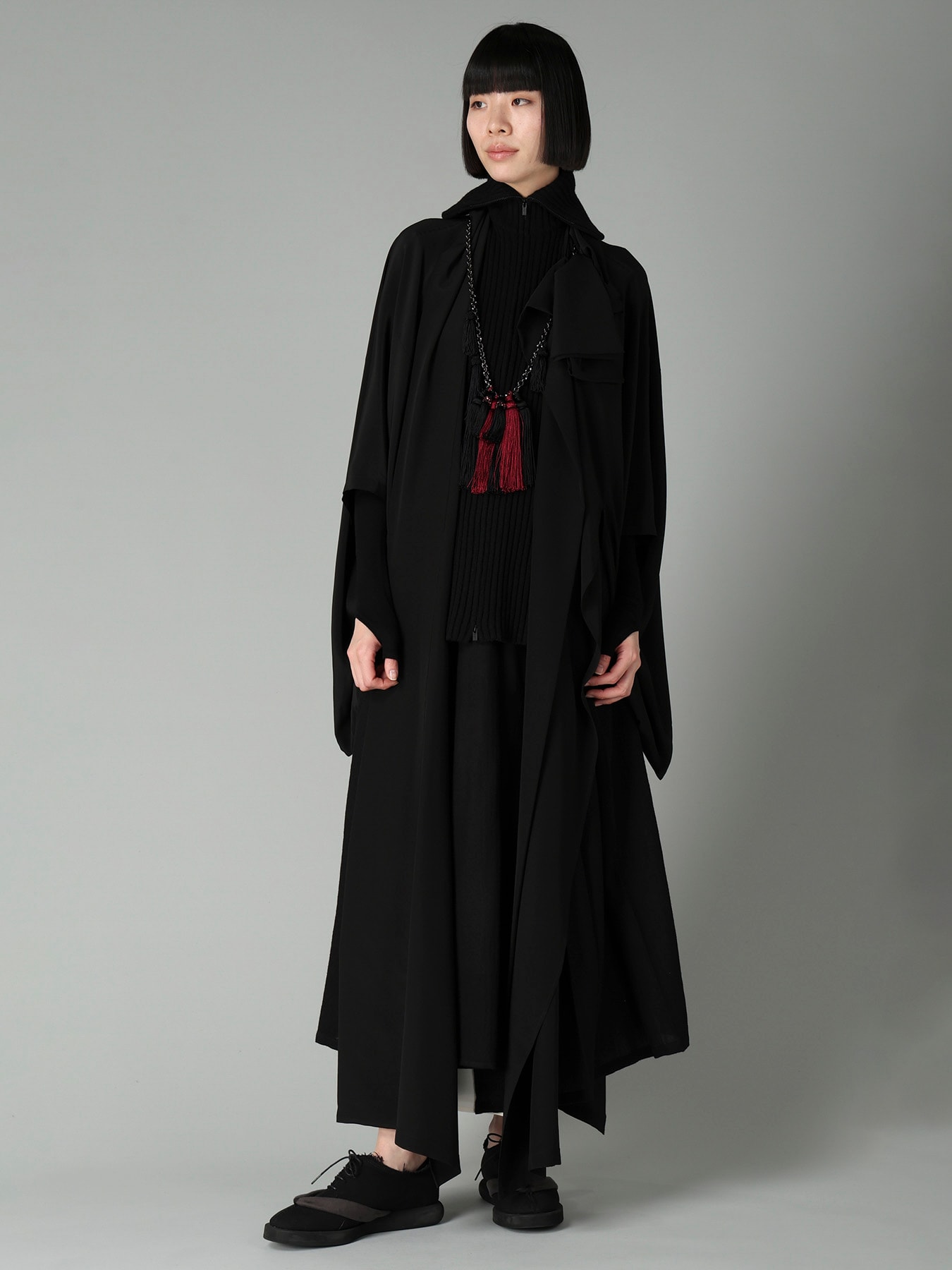 16MOMME DE CHINE KNIT COMBI KIMONO COAT