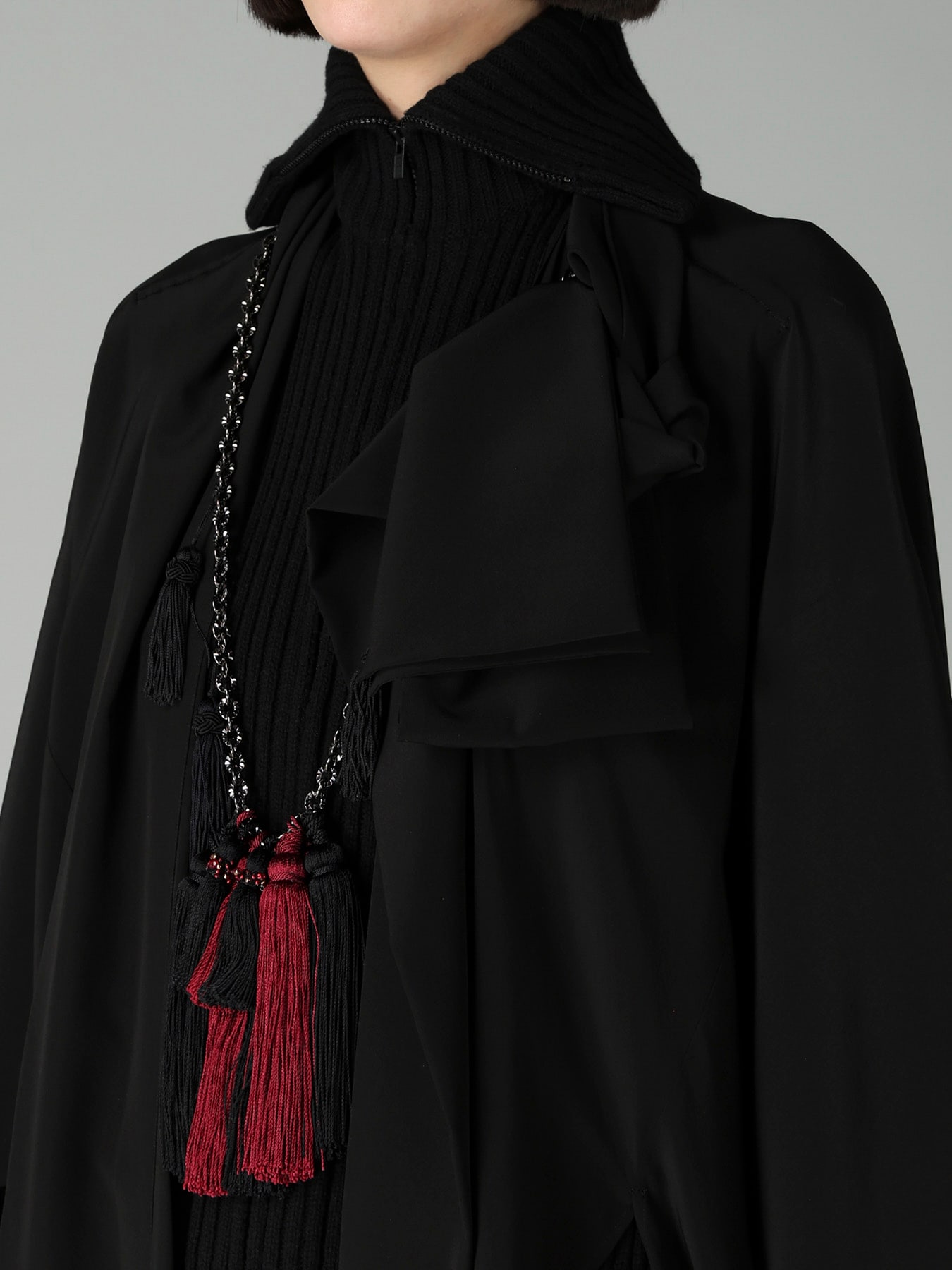 16MOMME DE CHINE KNIT COMBI KIMONO COAT