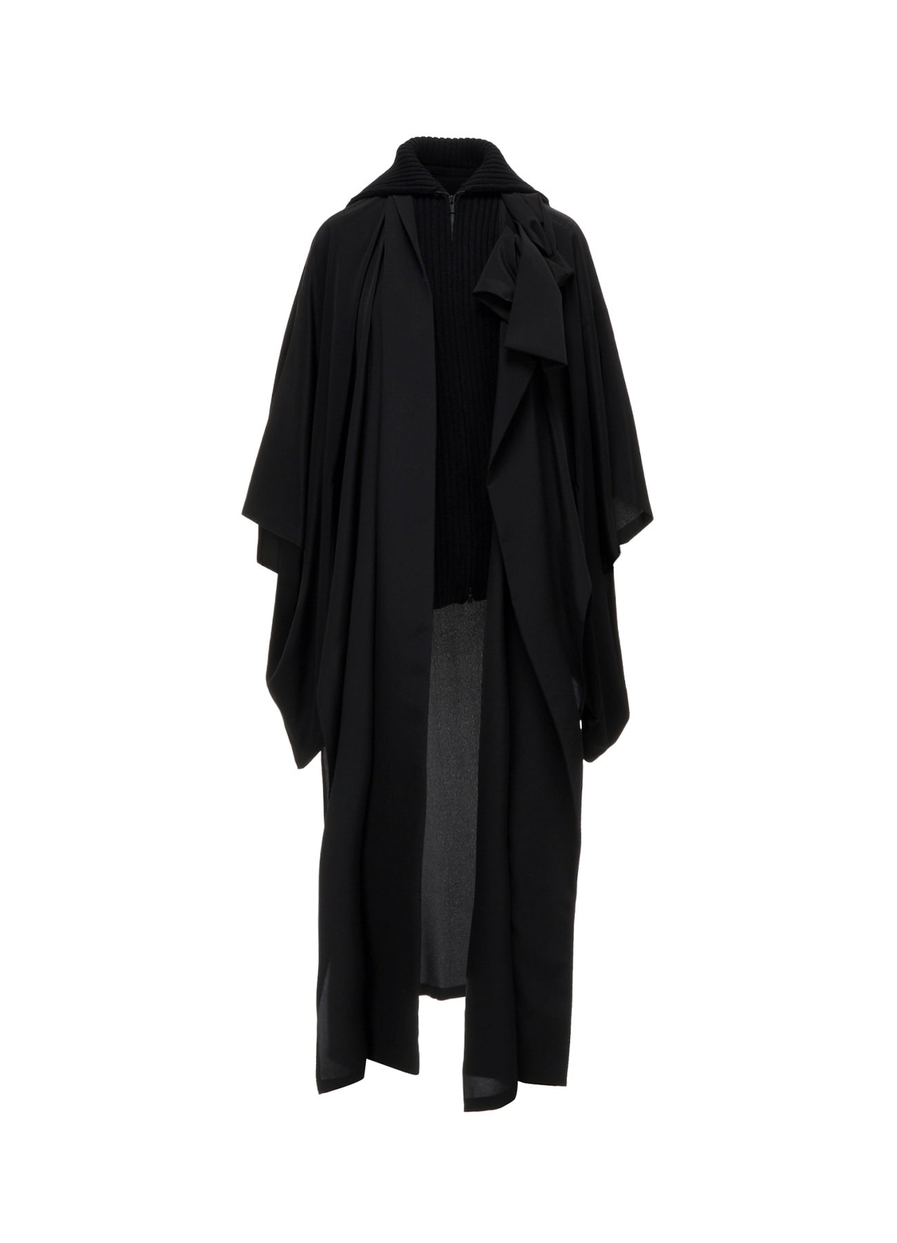 16MOMME DE CHINE KNIT COMBI KIMONO COAT
