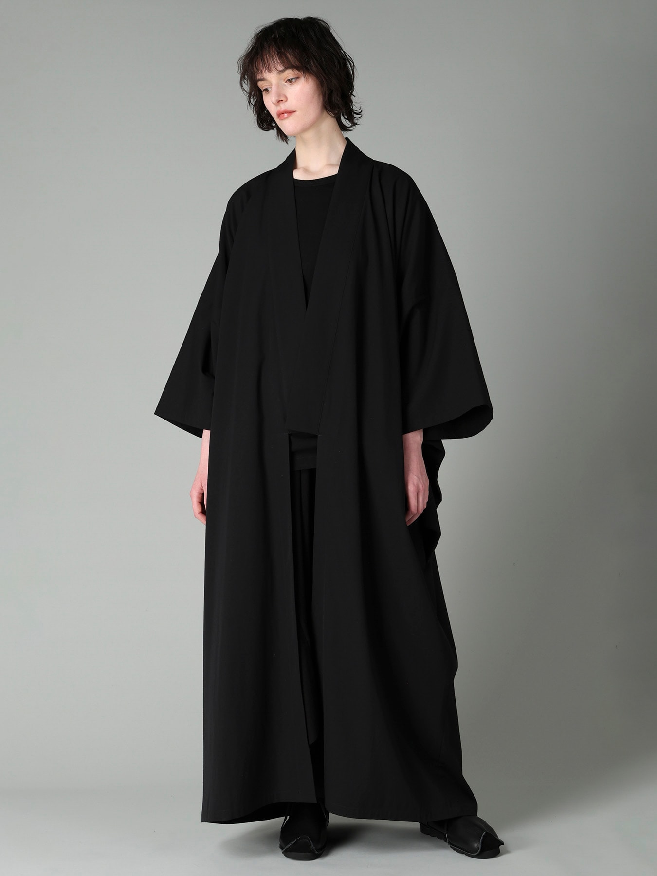 W/C GABARDINE KIMONO HAORI COAT