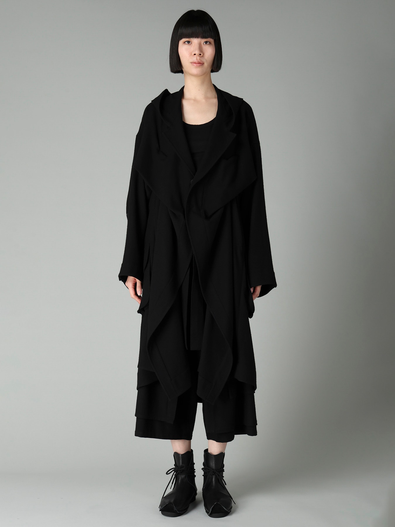 FLANNEL HOODED O SLEEVE COAT