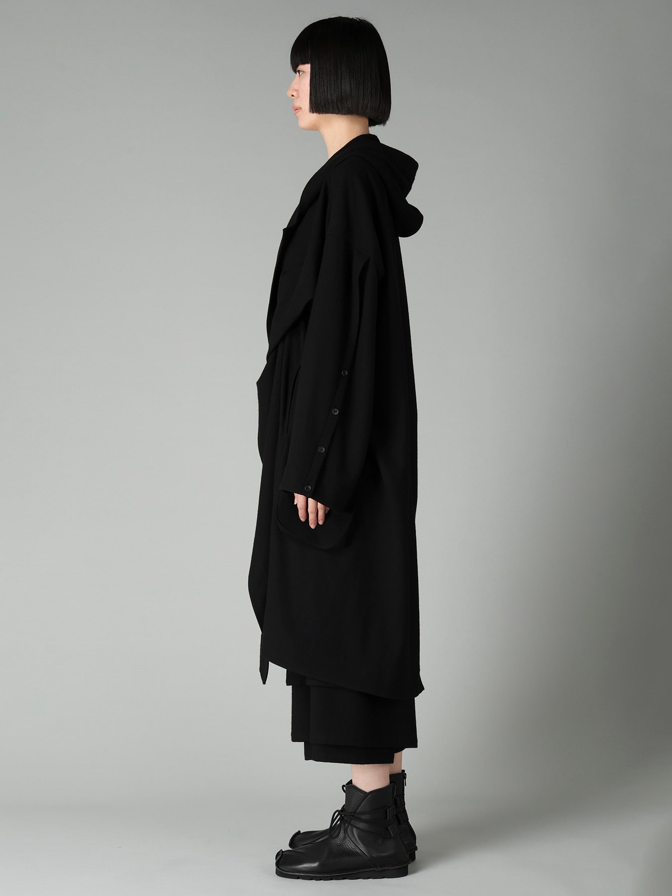 FLANNEL HOODED O SLEEVE COAT