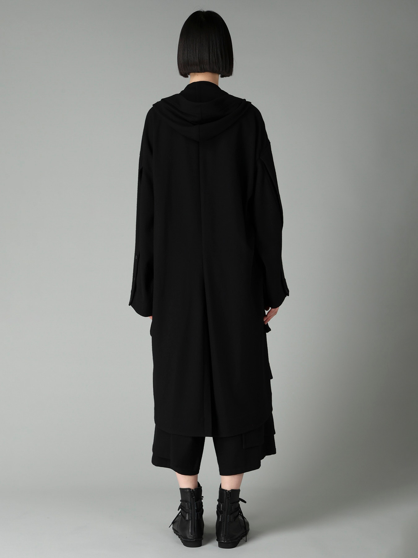 FLANNEL HOODED O SLEEVE COAT