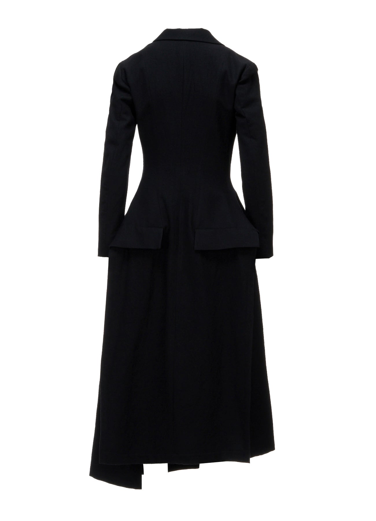 MILLED GABARDINE PEAKED FLARE LONG COAT