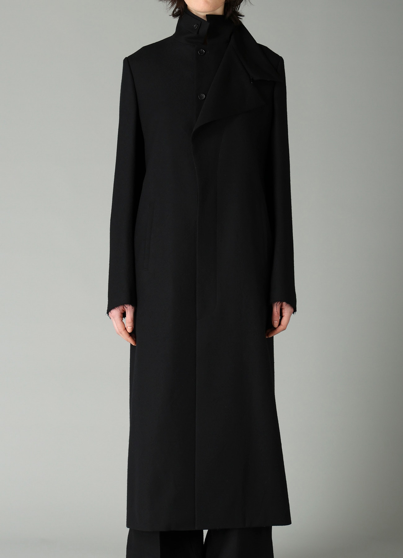 W/SAXONY R DOUBLE LAYERED LONG COAT