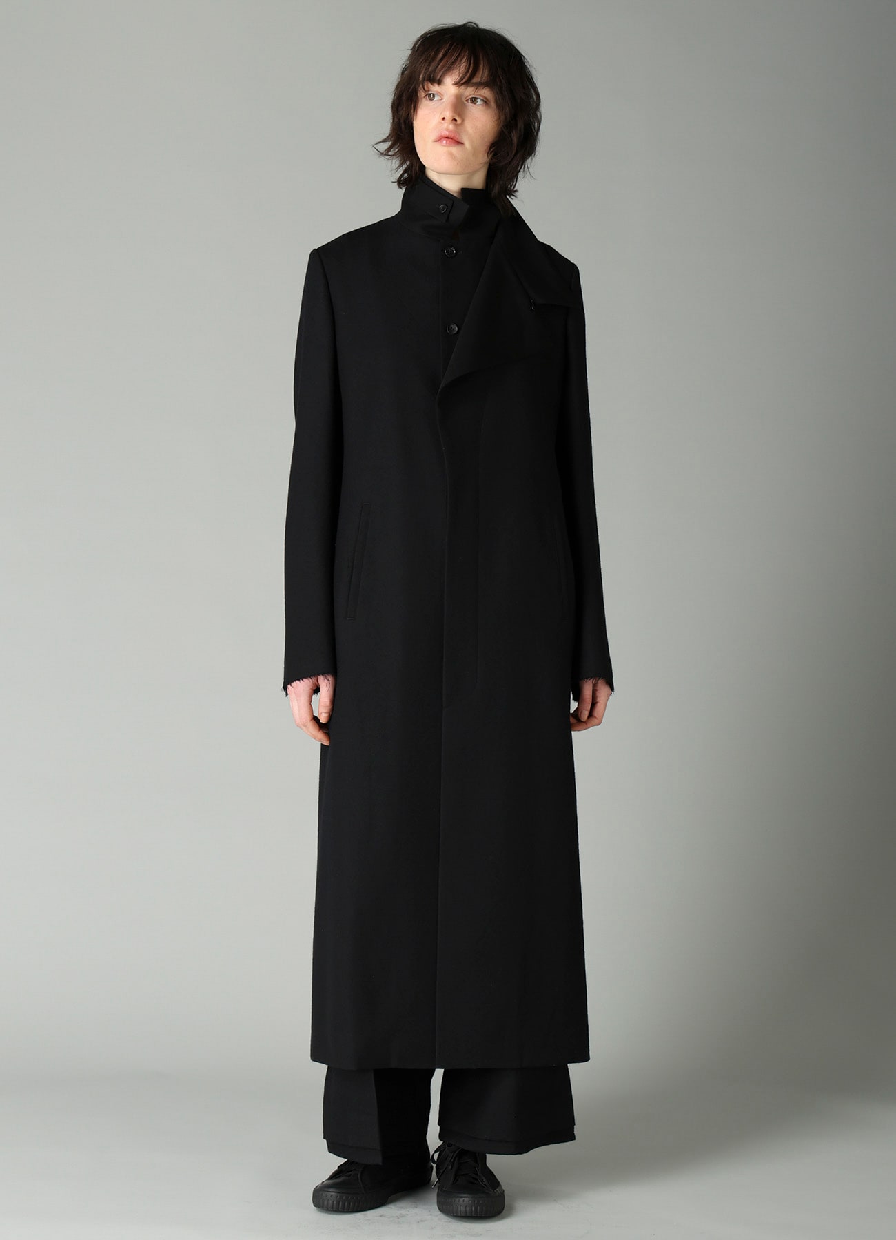 W/SAXONY R DOUBLE LAYERED LONG COAT