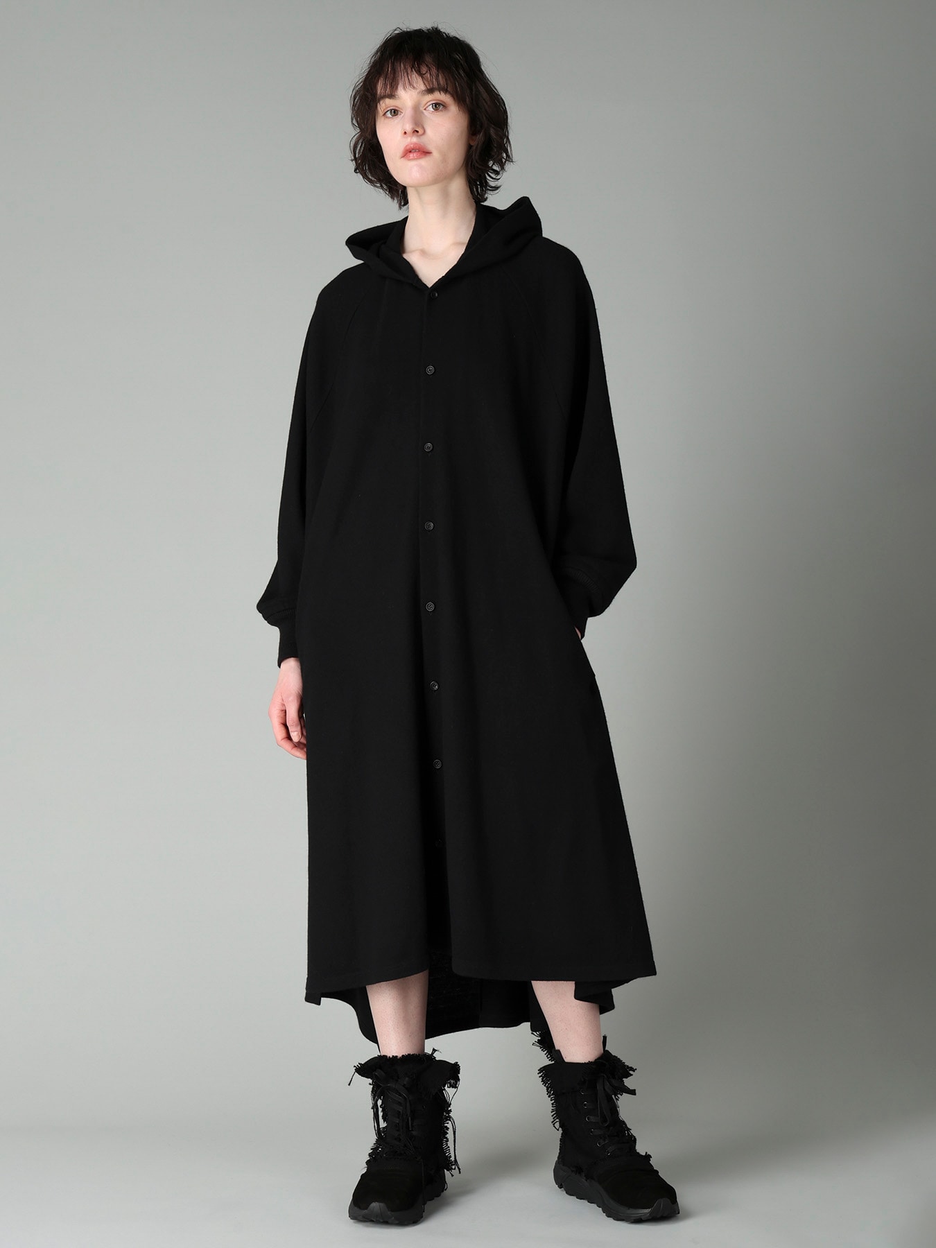 SOFT WOOLEN 1/14 SINGLE HOODED RAGLAN SLV DRESS