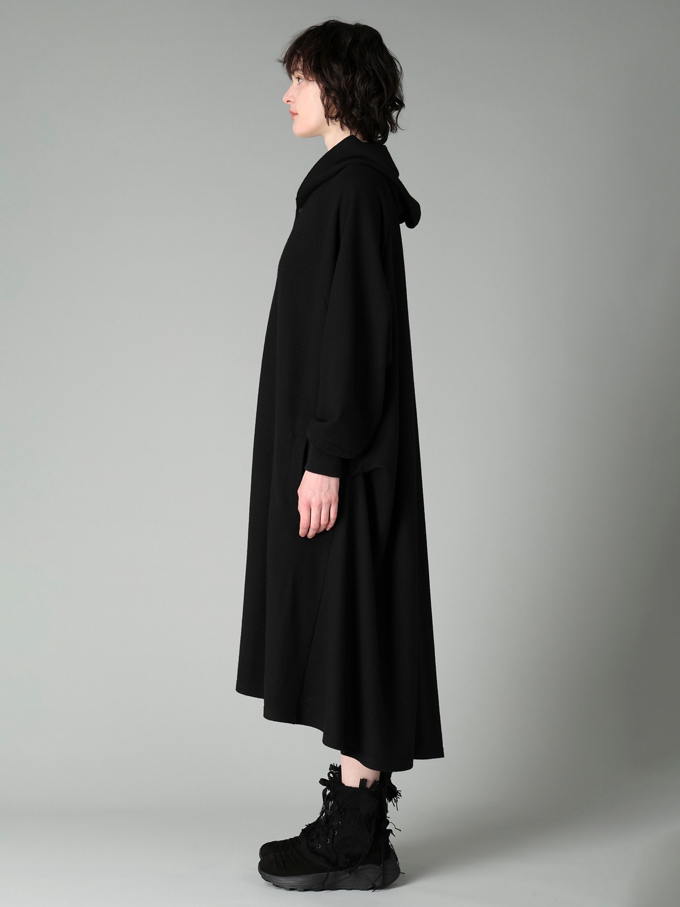 SOFT WOOLEN 1/14 SINGLE HOODED RAGLAN SLV DRESS