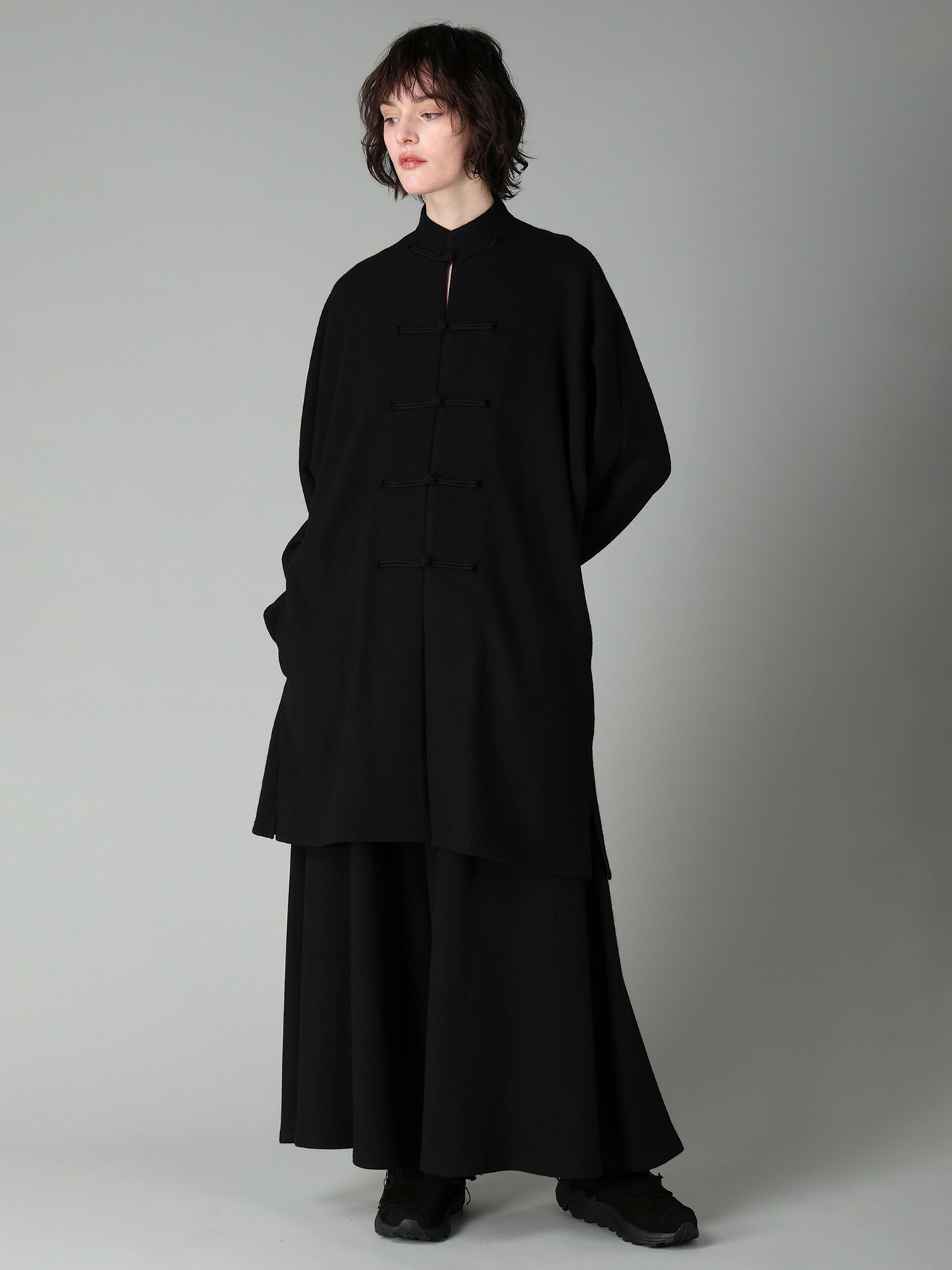 SOFT WOOLEN 1/14 SINGLE CHINESE BUTTON DRESS