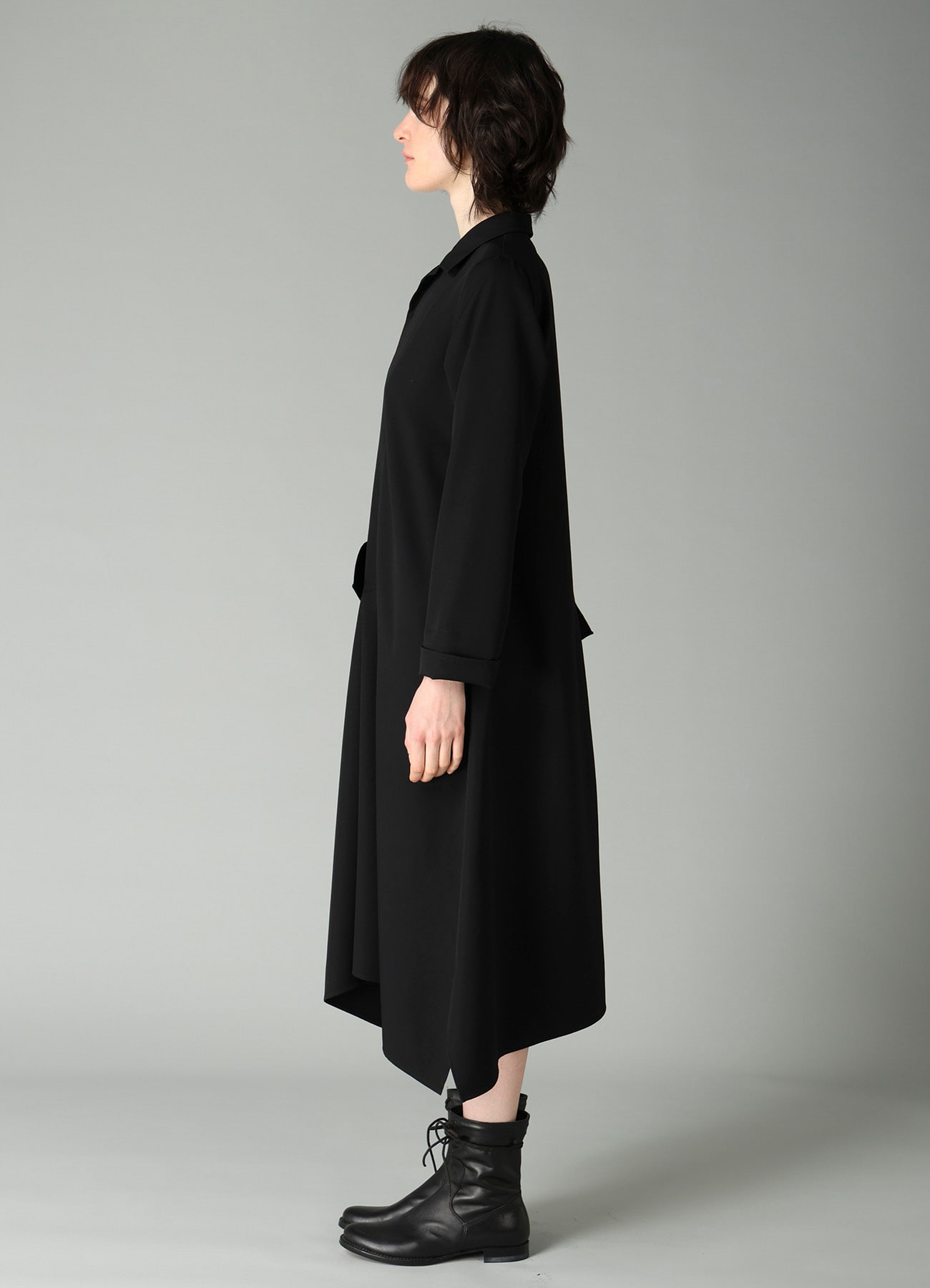 GABARDINE R DRAPE DETAIL SHIRT DRESS