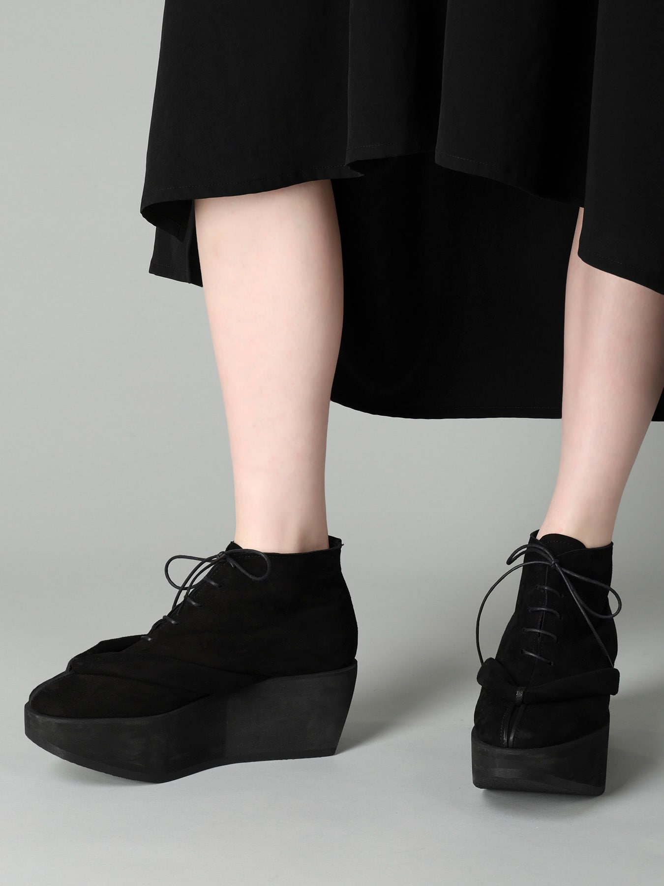 SHEEP SUEDE/PE LACE-UP GETA BOOTS
