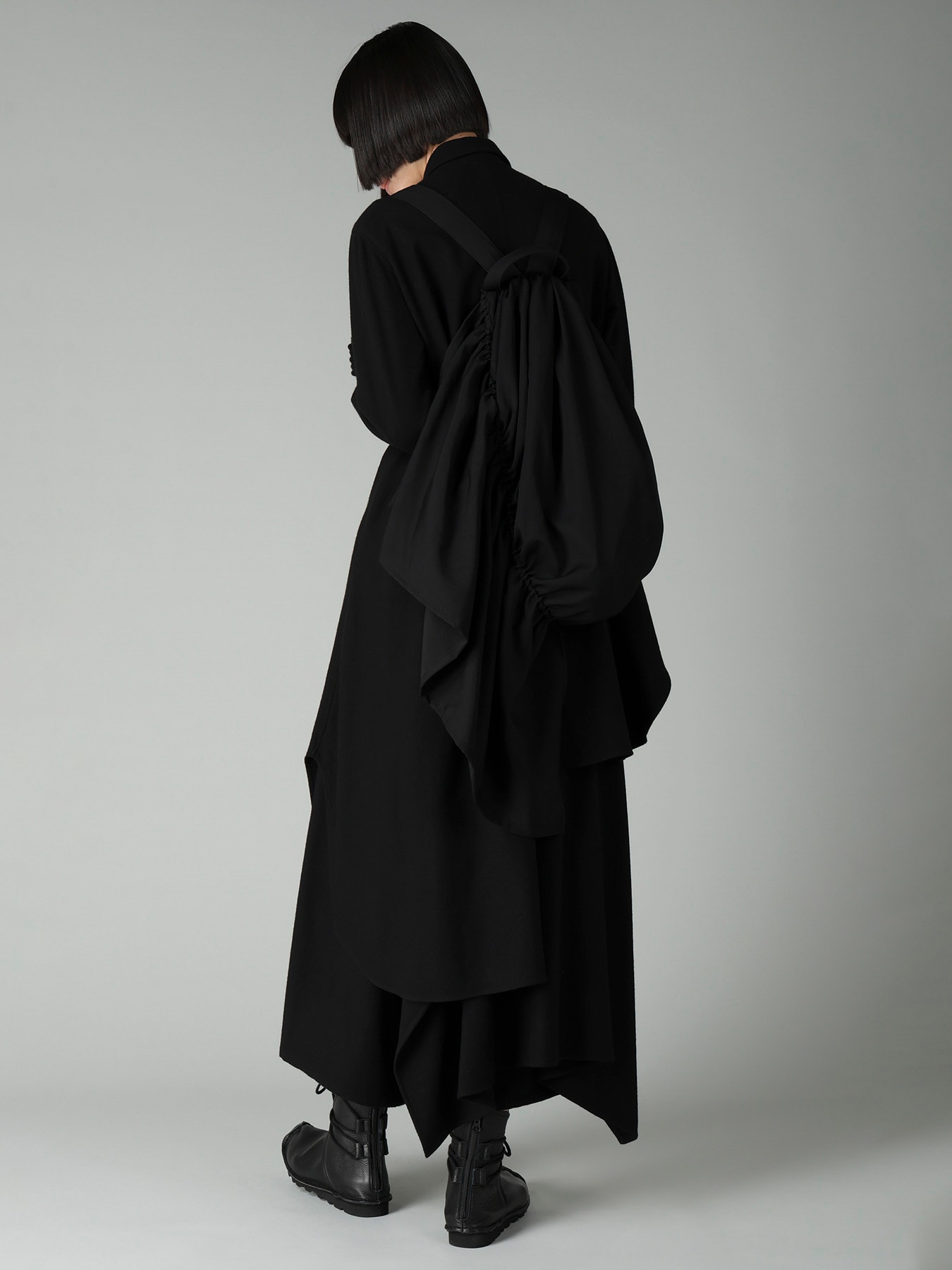 WOOL GABARDINE/Ny SHIRRING BACKPACK