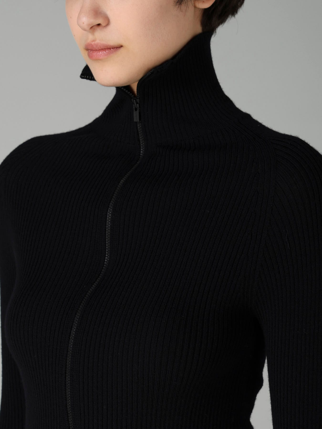12G1P 2x1 COLOR COMBI RIB COLOR COMBI ZIP CARDIGDAN