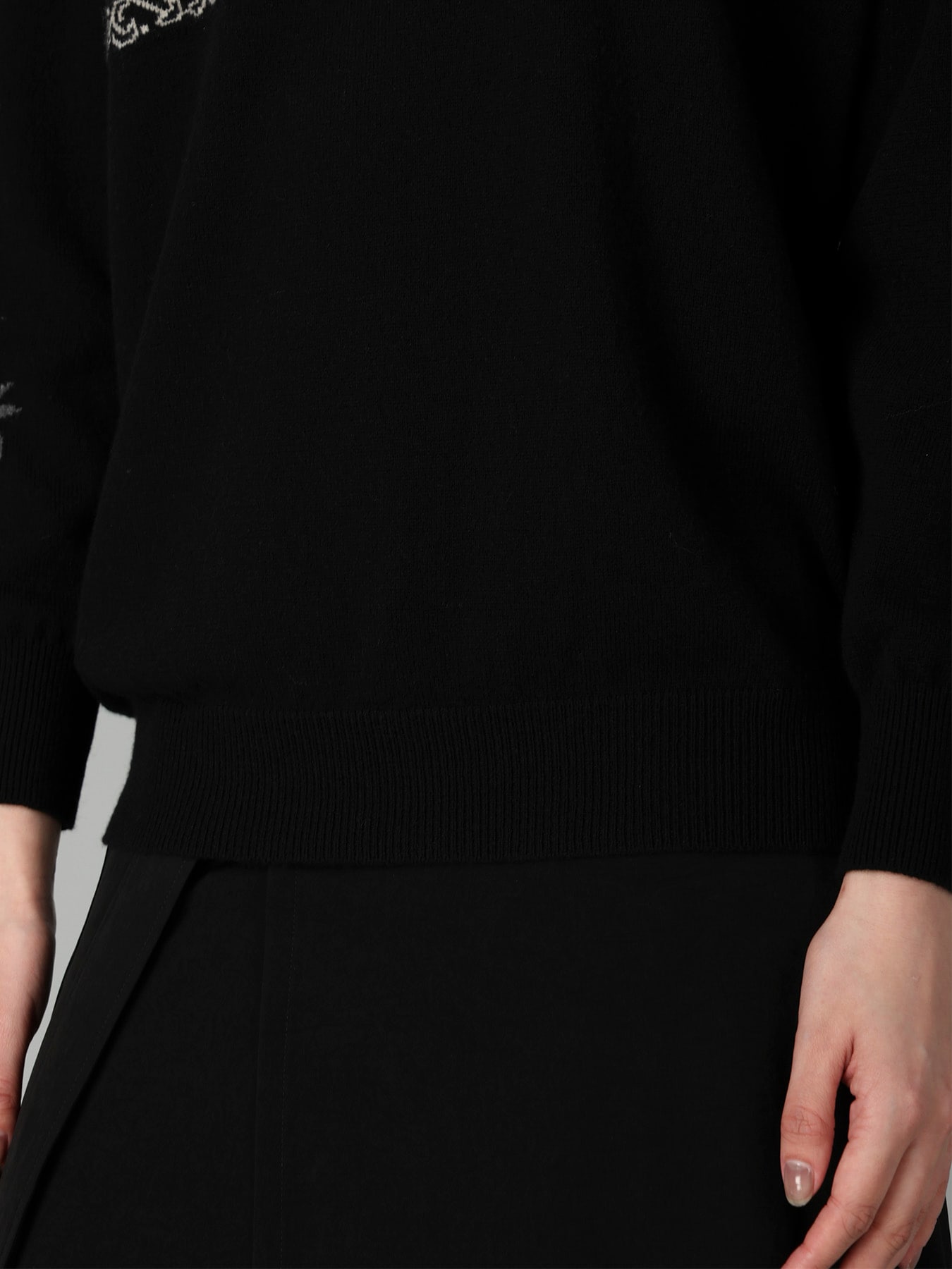 LANA BILZERIAN INTARSIA+JQ ROUND NECK PULLOVER