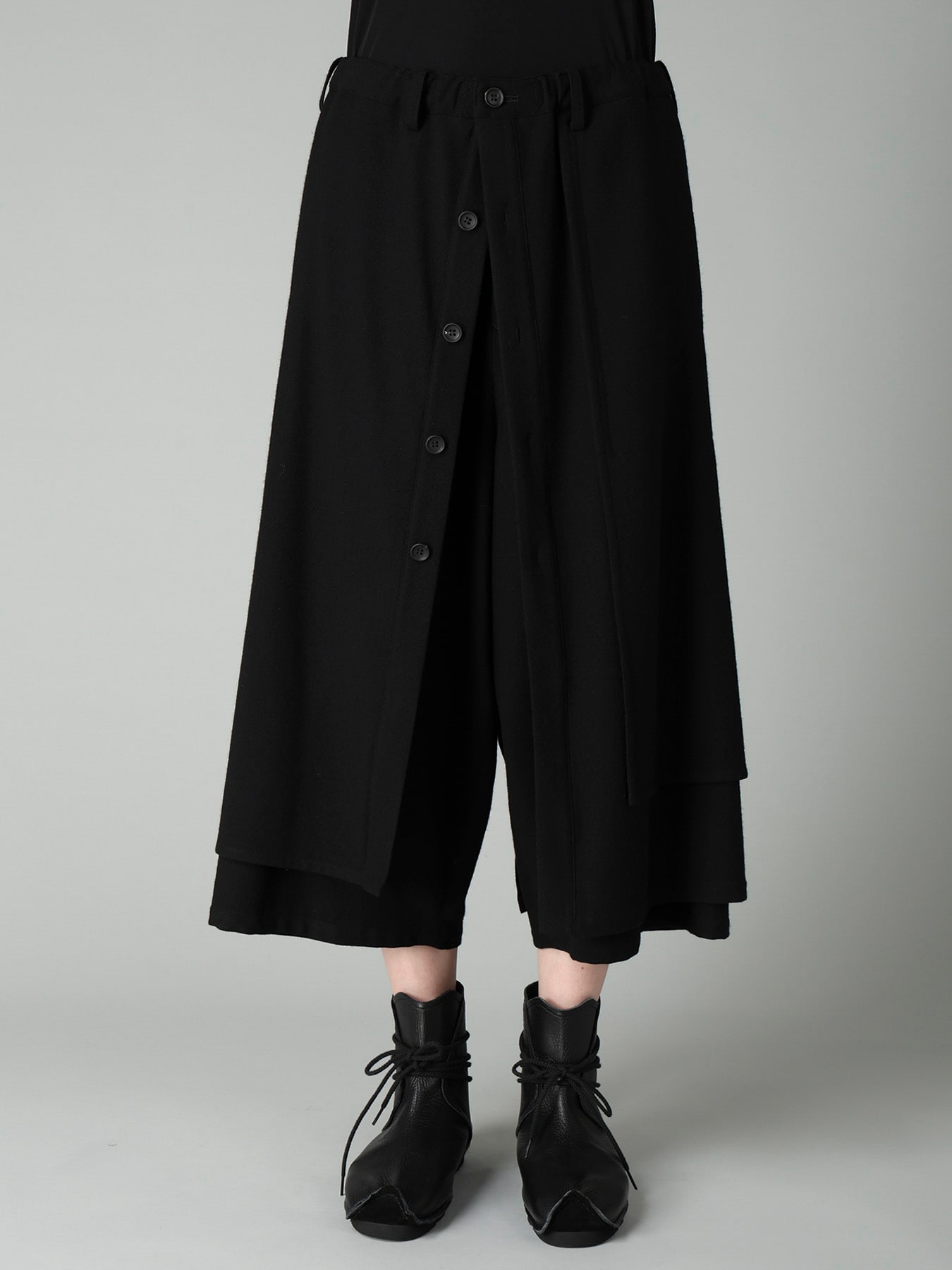FLANNEL F BUTTON WRAP PANTS