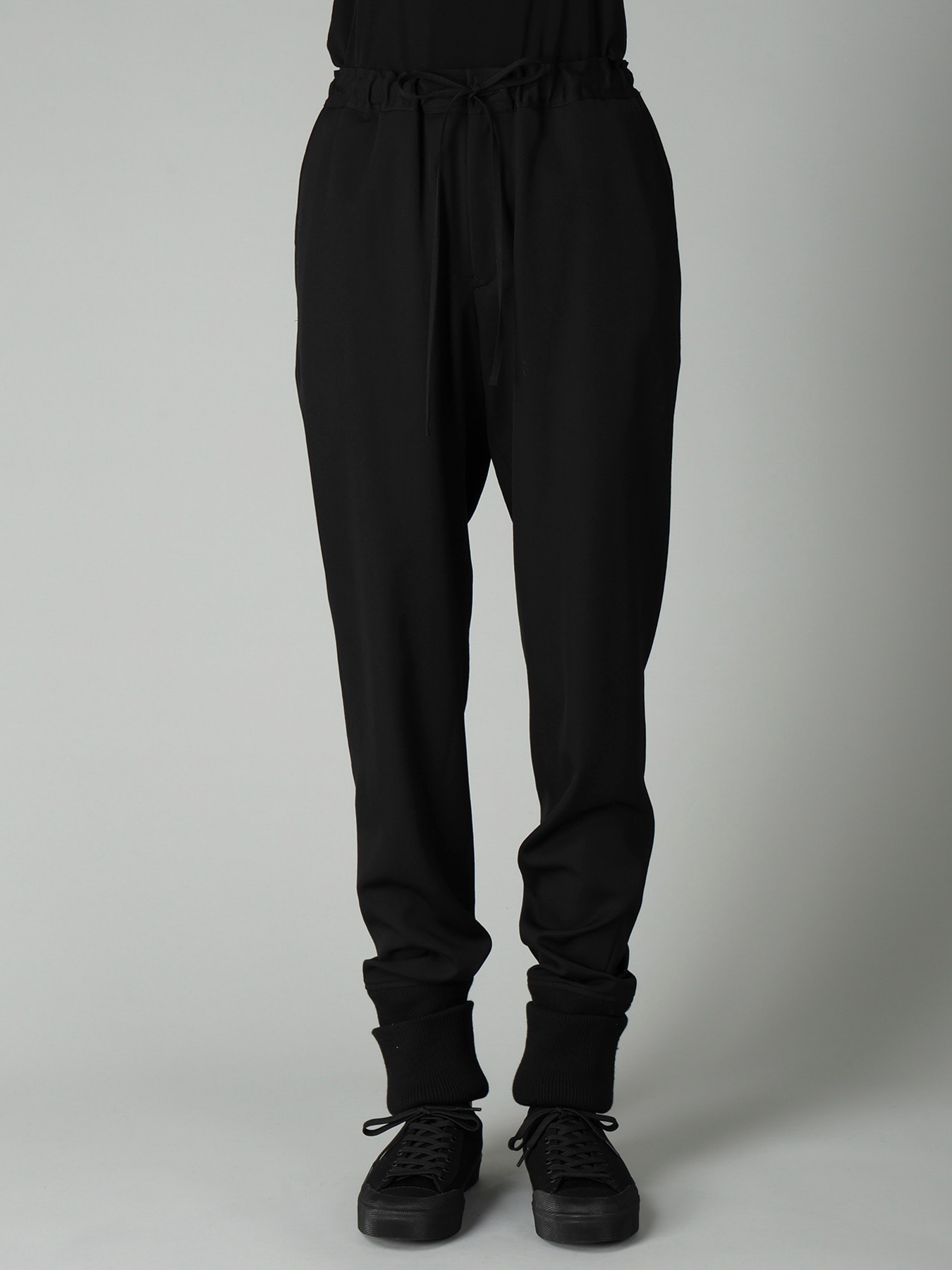 GABARDINE RIBBED HEM PANTS