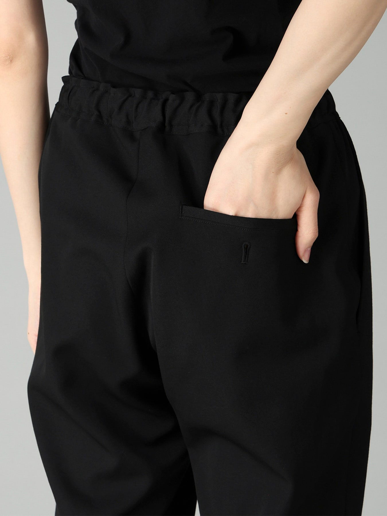 GABARDINE RIBBED HEM PANTS