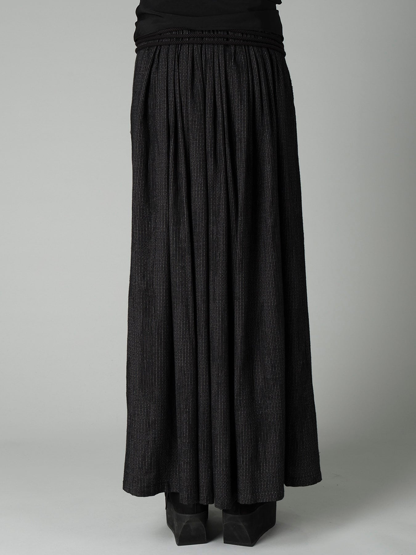 DOUBLE LAYER STRIPE GATHERED WRAP SKIRT