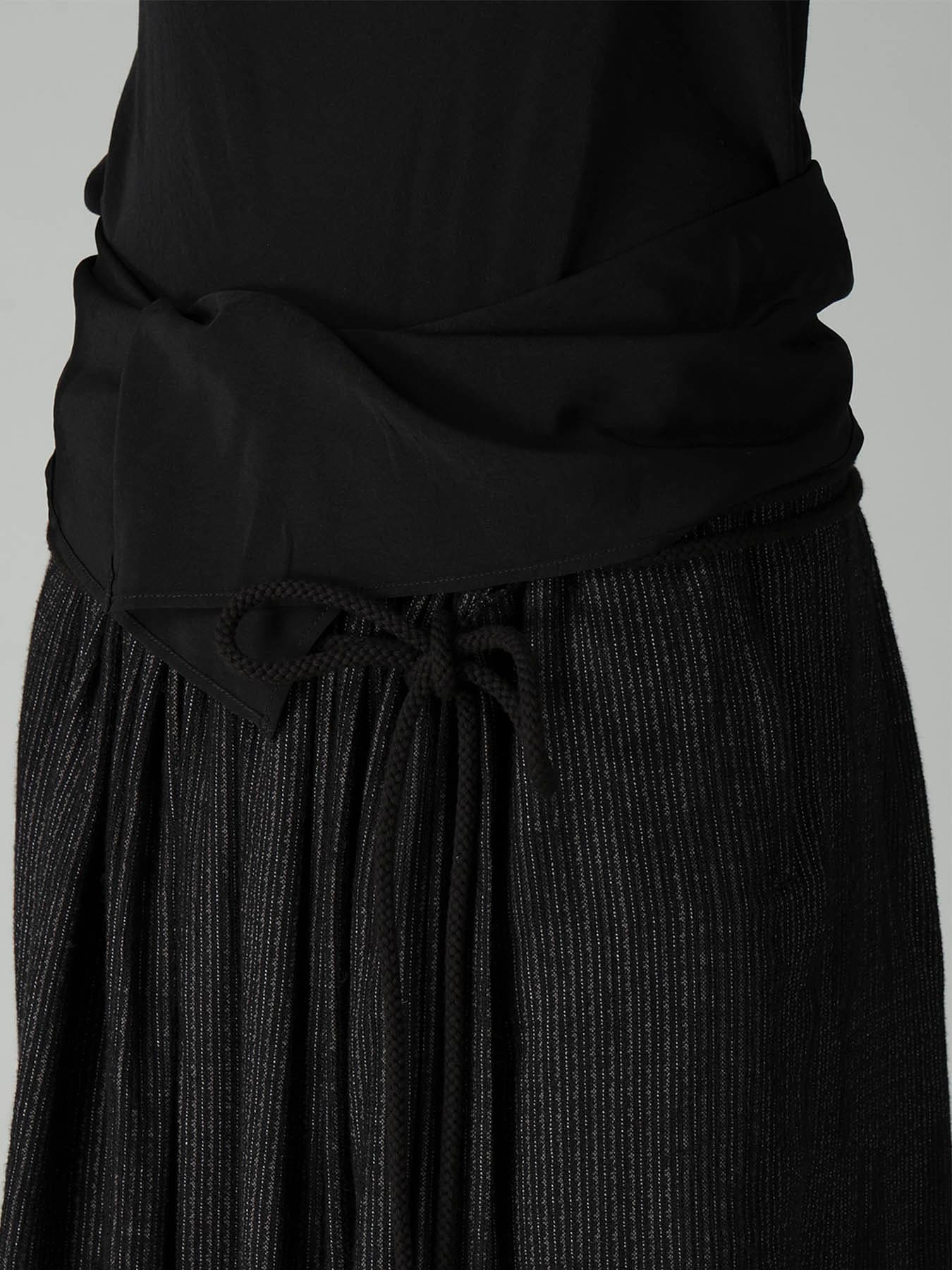 DOUBLE LAYER STRIPE GATHERED WRAP SKIRT