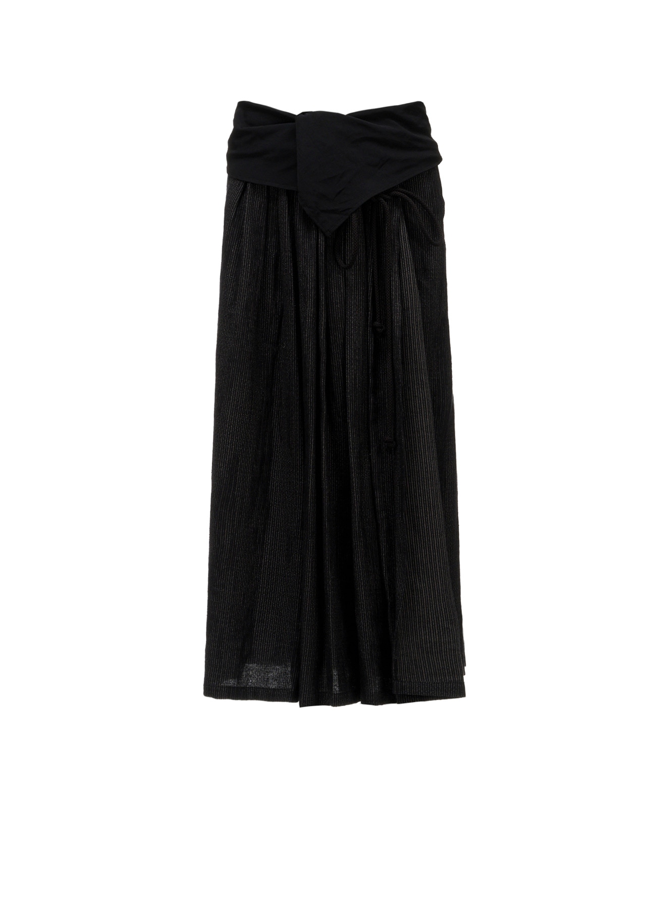 DOUBLE LAYER STRIPE GATHERED WRAP SKIRT