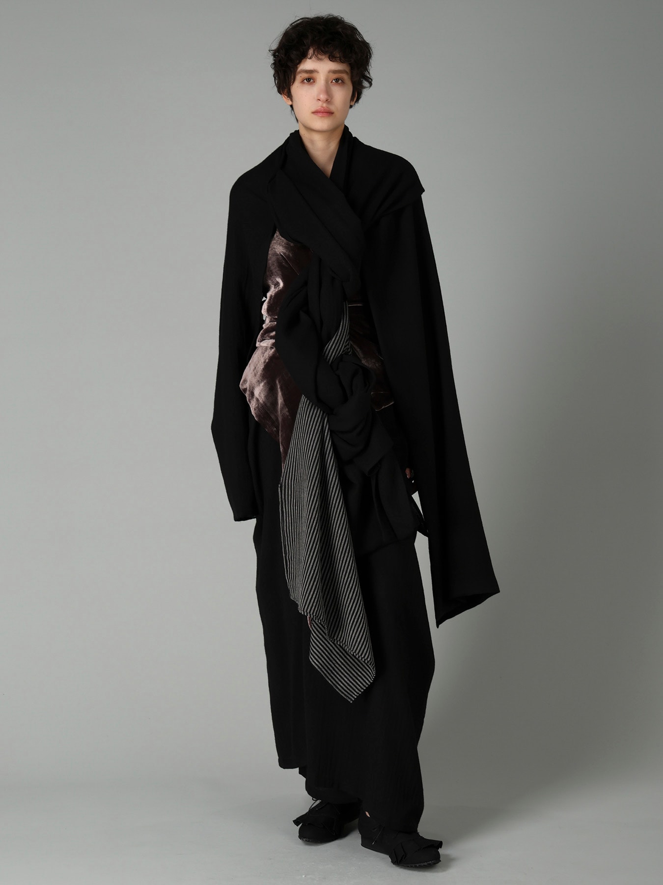 SOFT WOOL R SLIT LAYERED SKIRT