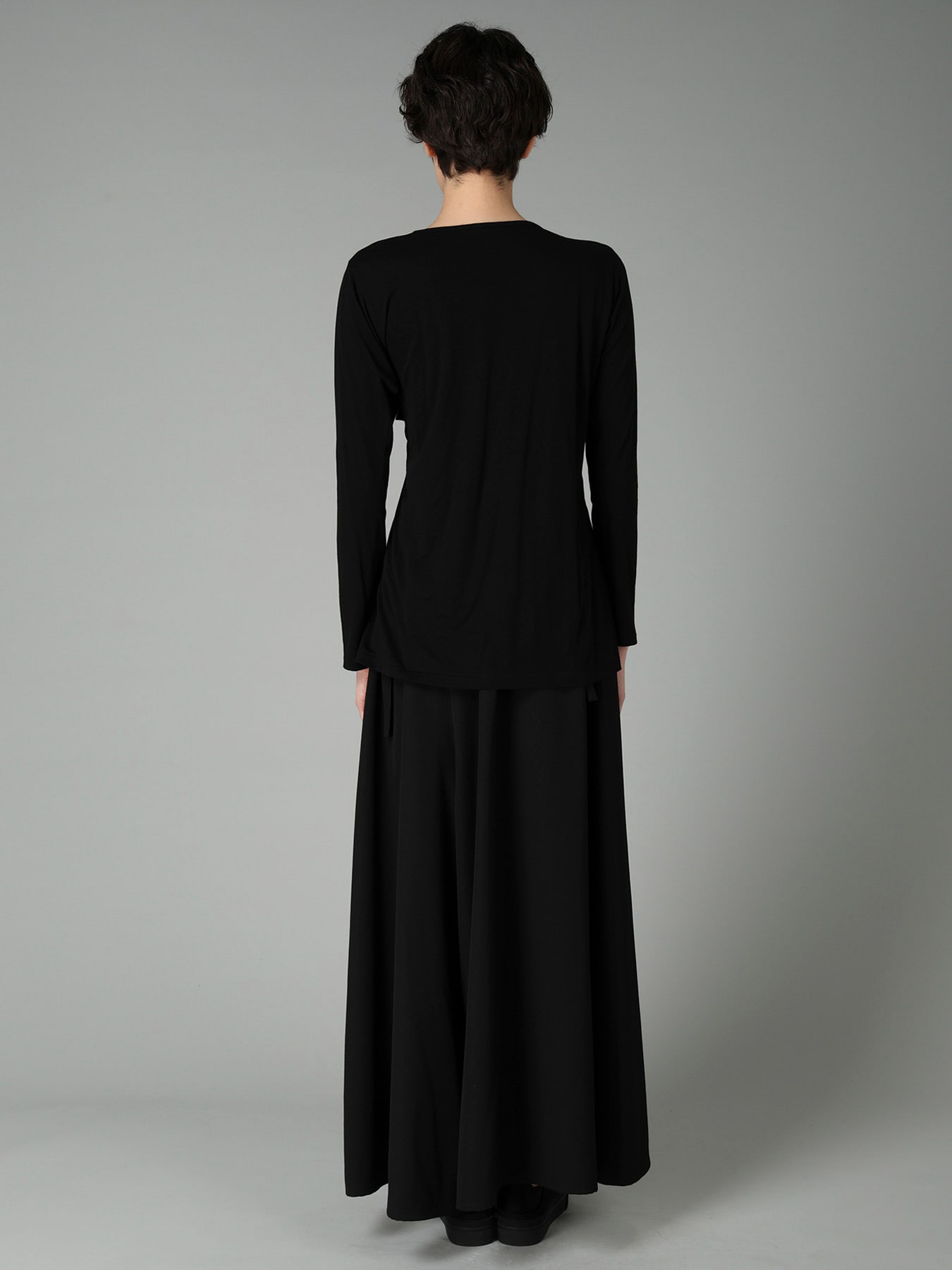 COTTON CASHMERE SINGLE JERSEY LACE-UP LONG SLV T