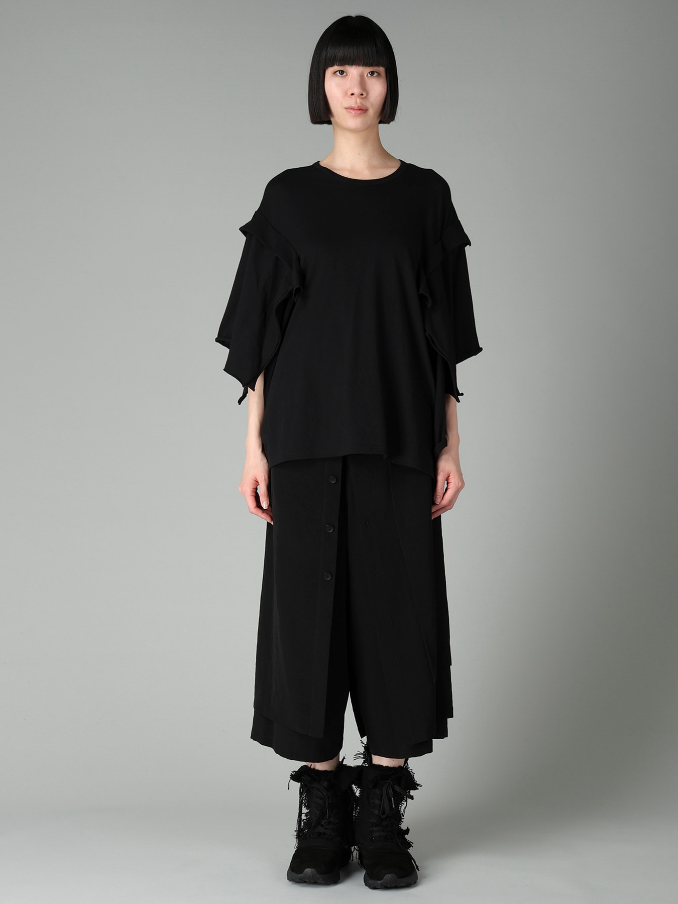 40/-COTTON SINGLE JERSEY DRAPED LONG SLV T