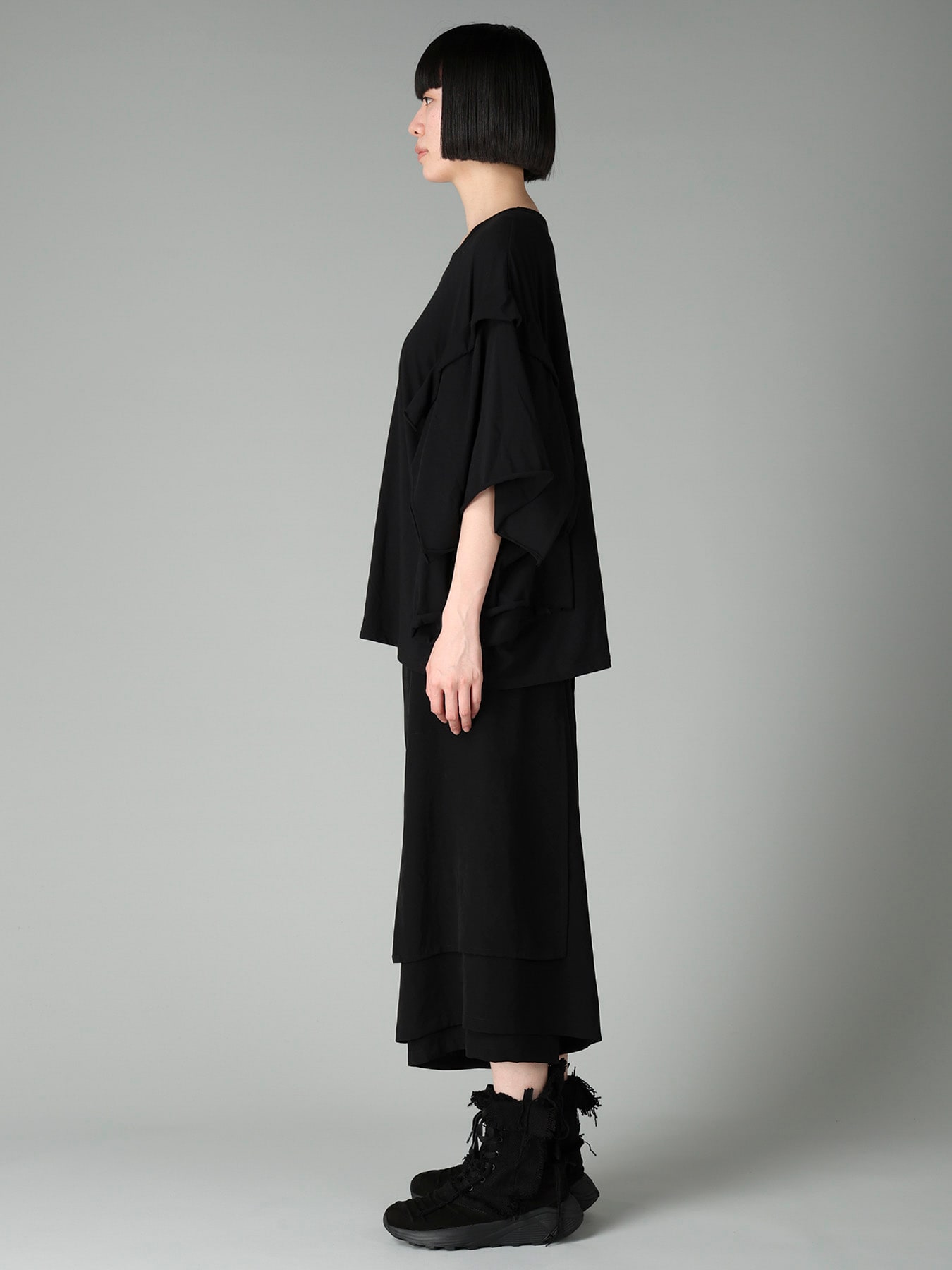 40/-COTTON SINGLE JERSEY DRAPED LONG SLV T