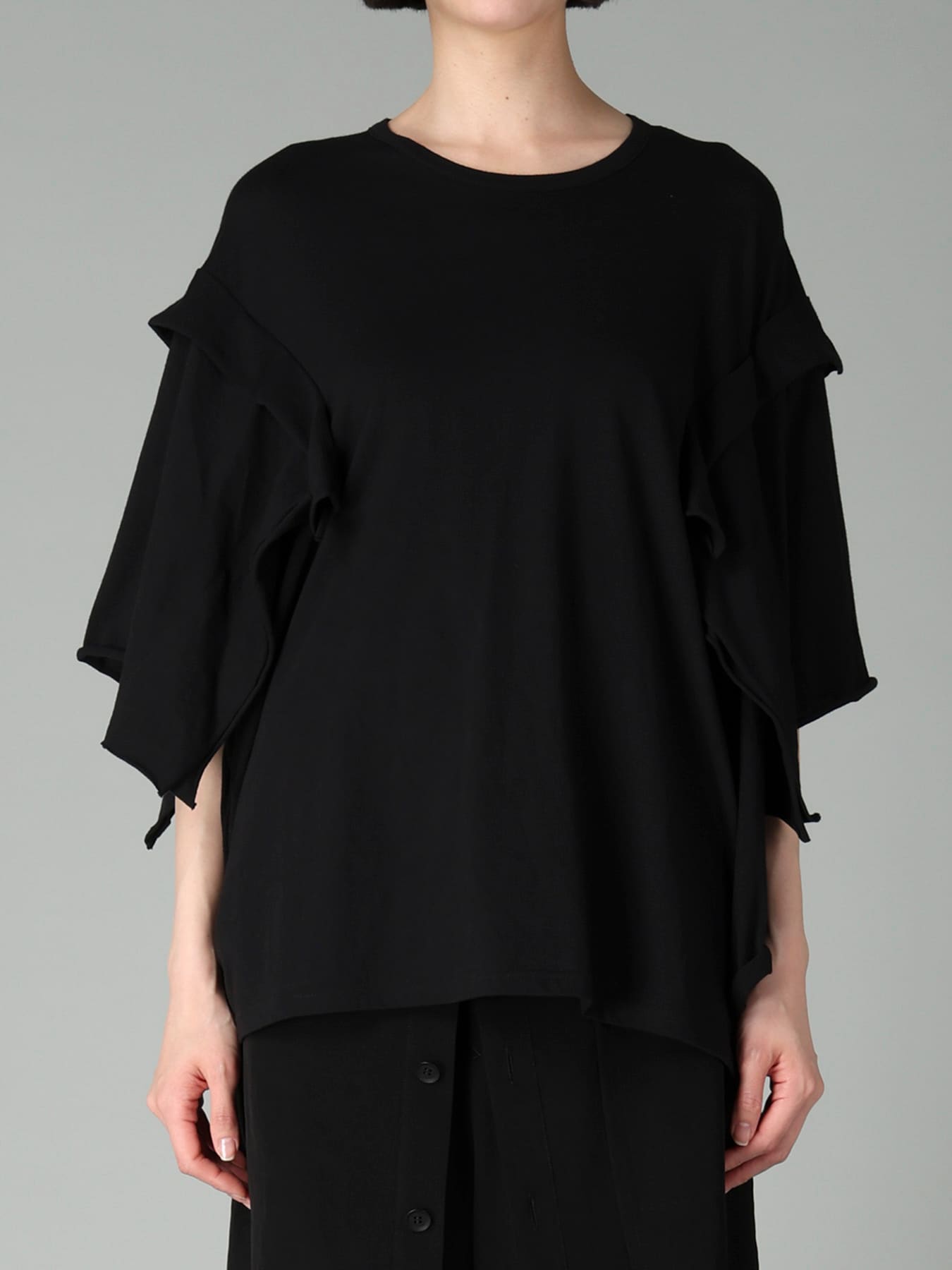 40/-COTTON SINGLE JERSEY DRAPED LONG SLV T
