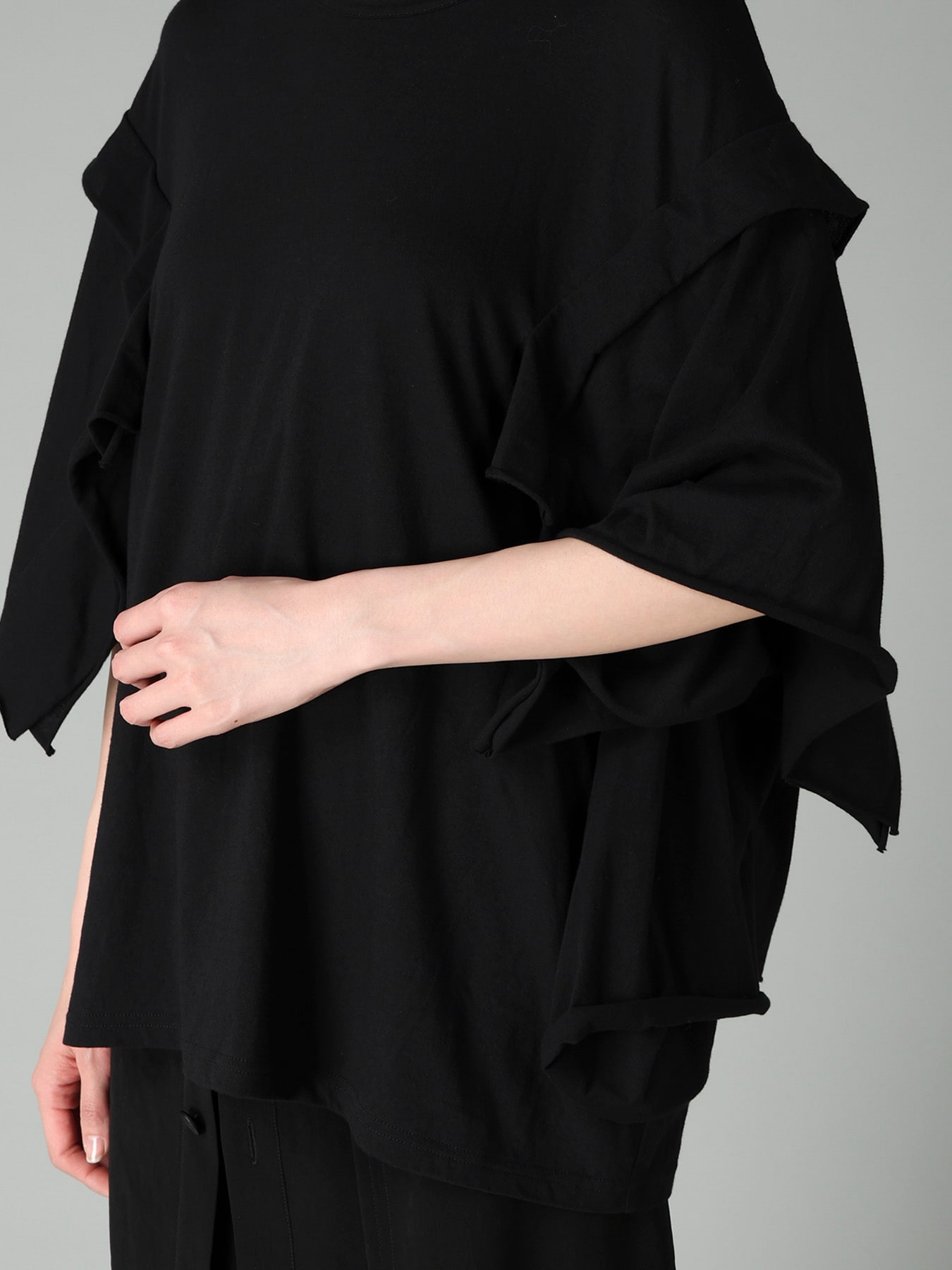 40/-COTTON SINGLE JERSEY DRAPED LONG SLV T
