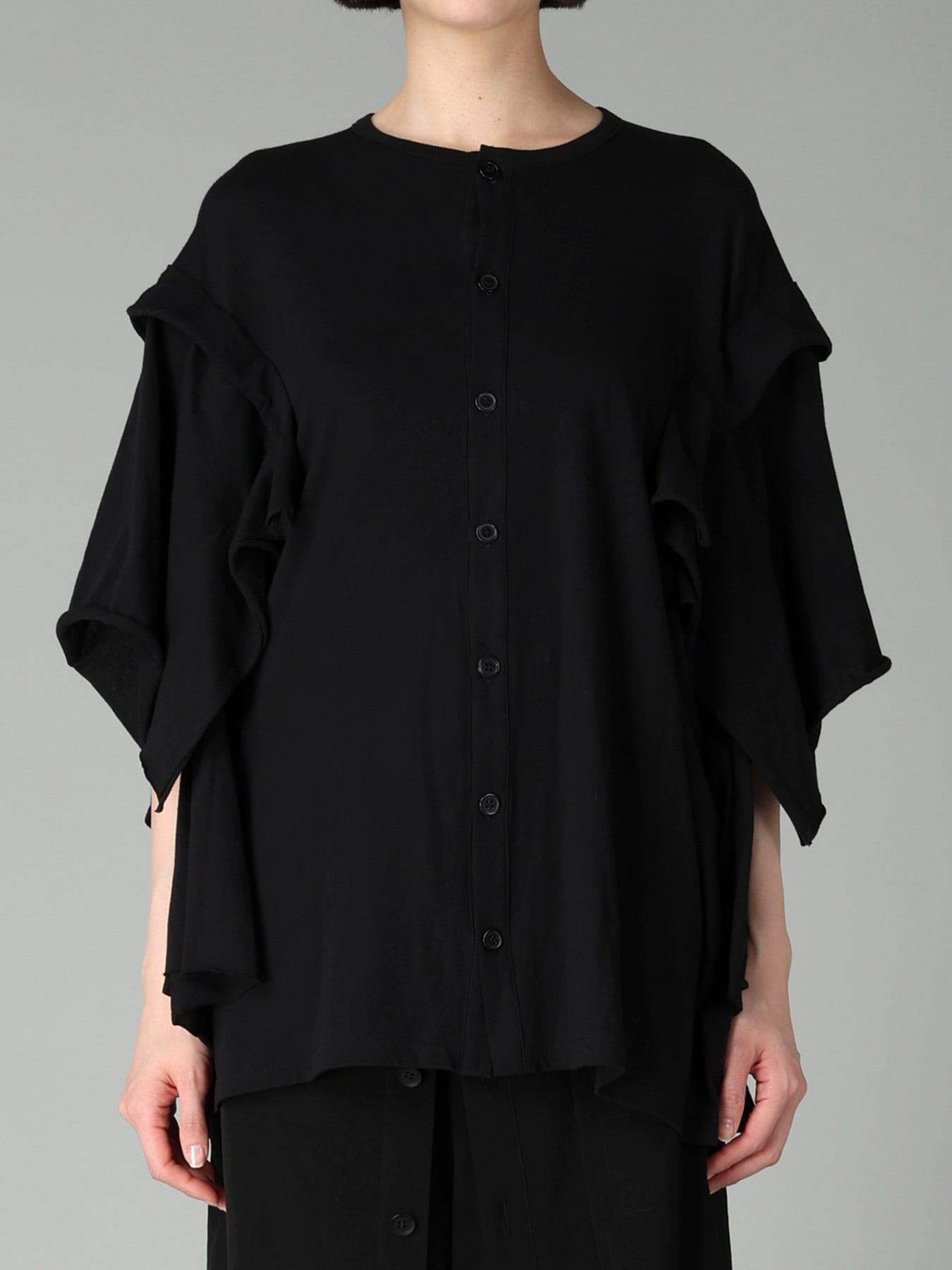 40/-COTTON SINGLE JERSEY DRAPED CARDIGAN