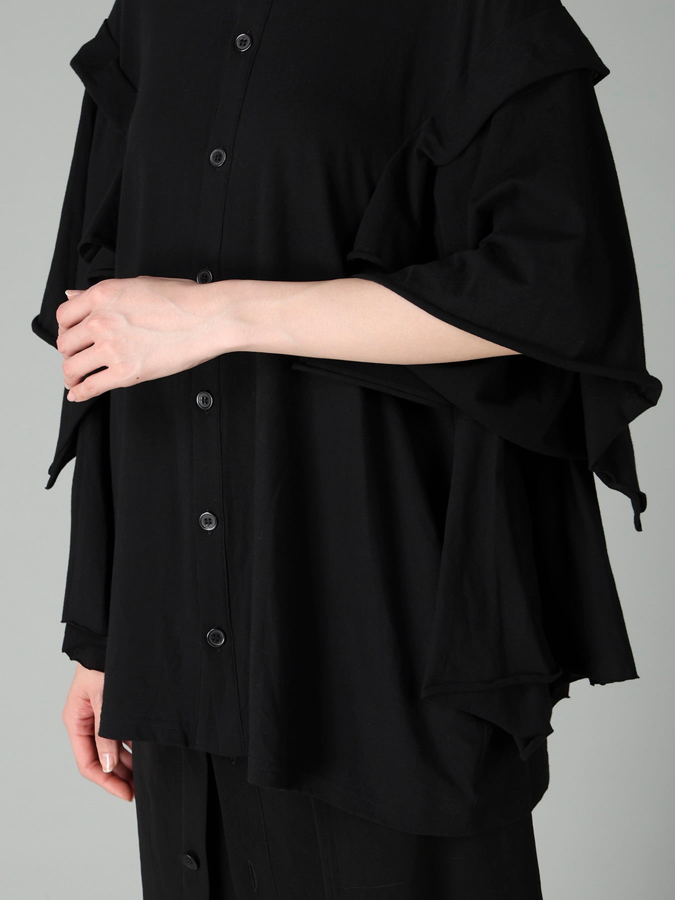 40/-COTTON SINGLE JERSEY DRAPED CARDIGAN