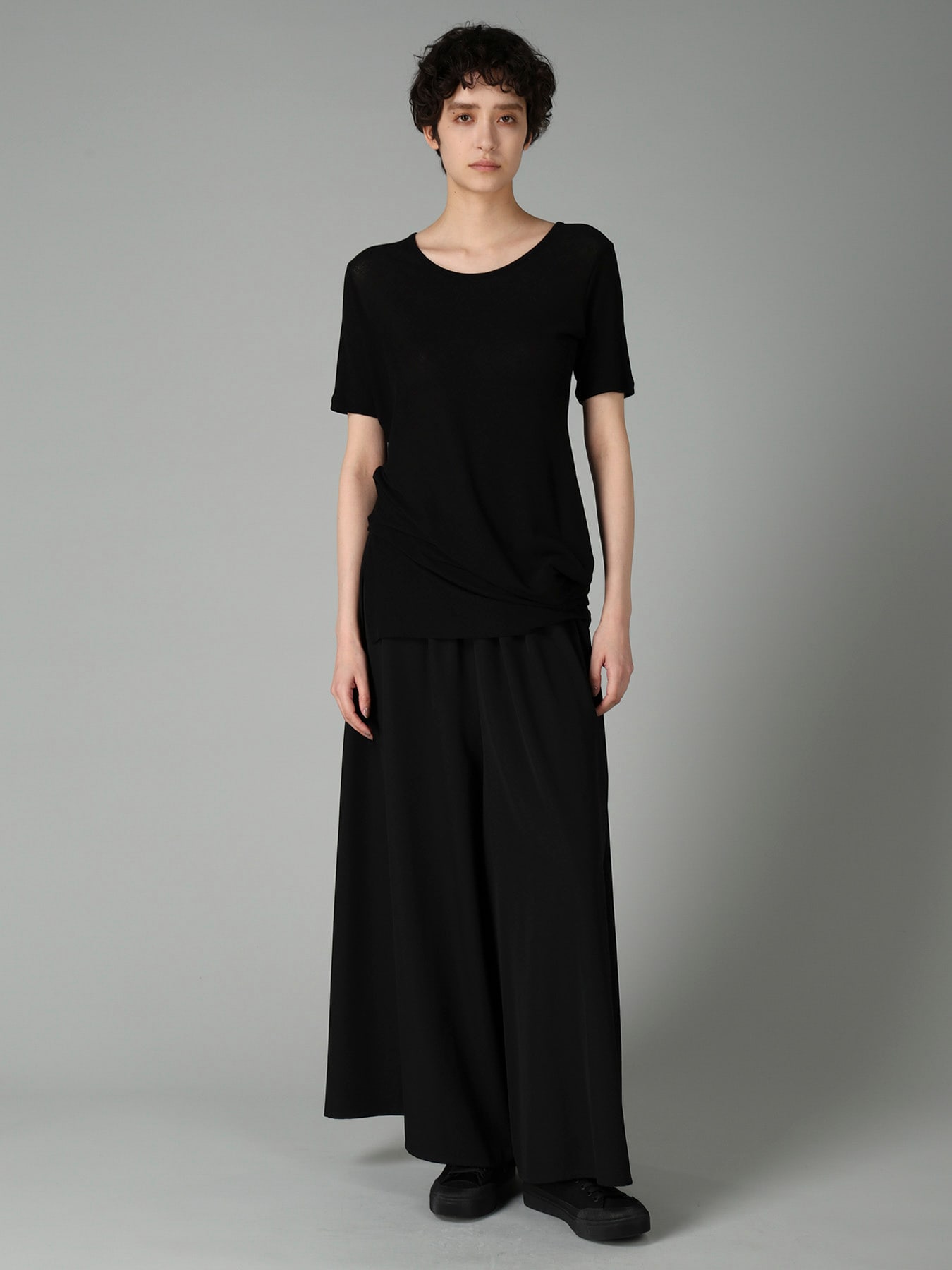 HIGH TWISTED RIB WAIST GATHERED SHORT SLV T