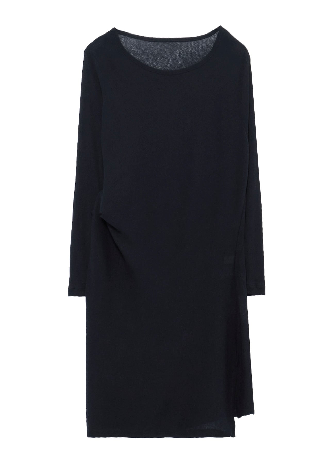 HIGH TWISTED RIB WAIST GATHERED LONG SLV T