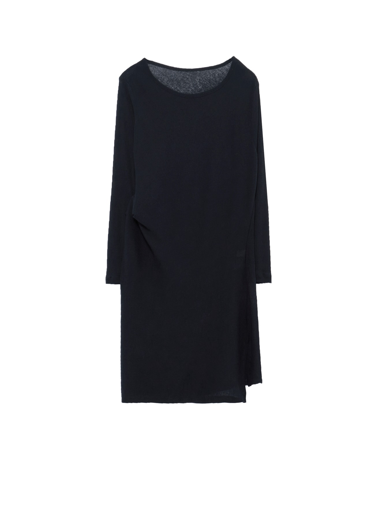 HIGH TWISTED RIB WAIST GATHERED LONG SLV T
