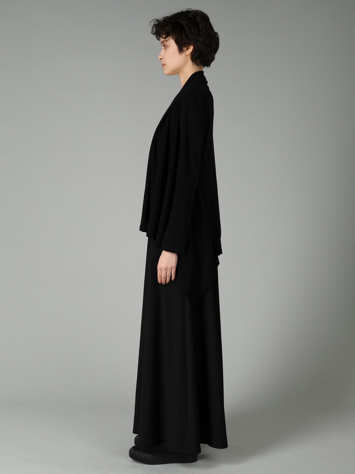 HIGH TWISTED SINGLE JERSEY SHOULDER GUSSET CARDIGAN