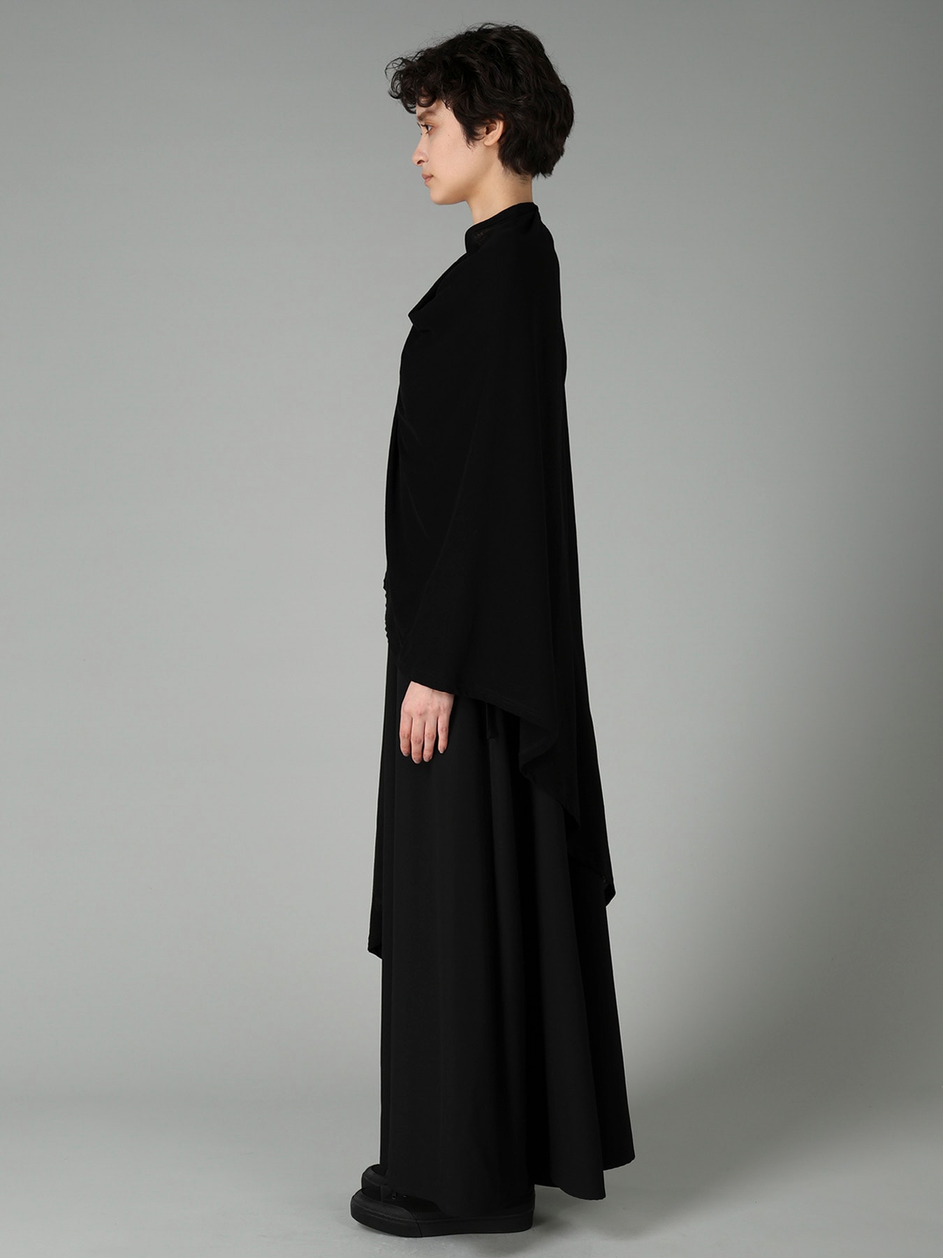 HIGH TWISTED SINGLE JERSEY DRAPED LONG CARDIGAN