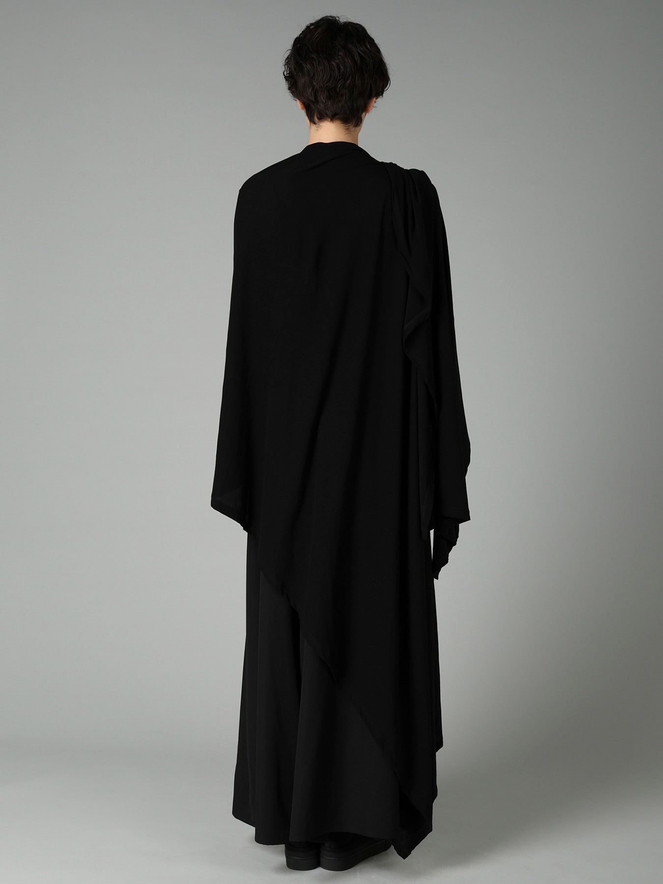 HIGH TWISTED SINGLE JERSEY DRAPED LONG CARDIGAN