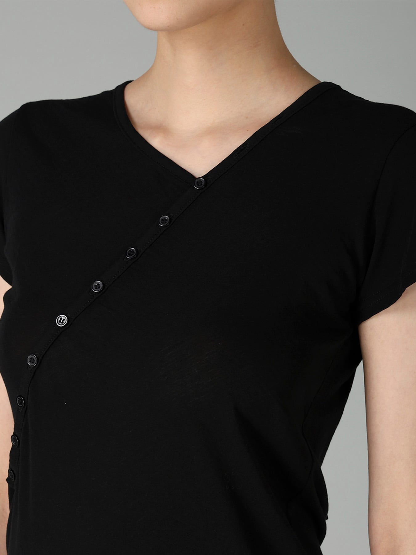 HIGH TWISTED SINGLE JERSEY DIGONAL BUTTON SHORT SLV T