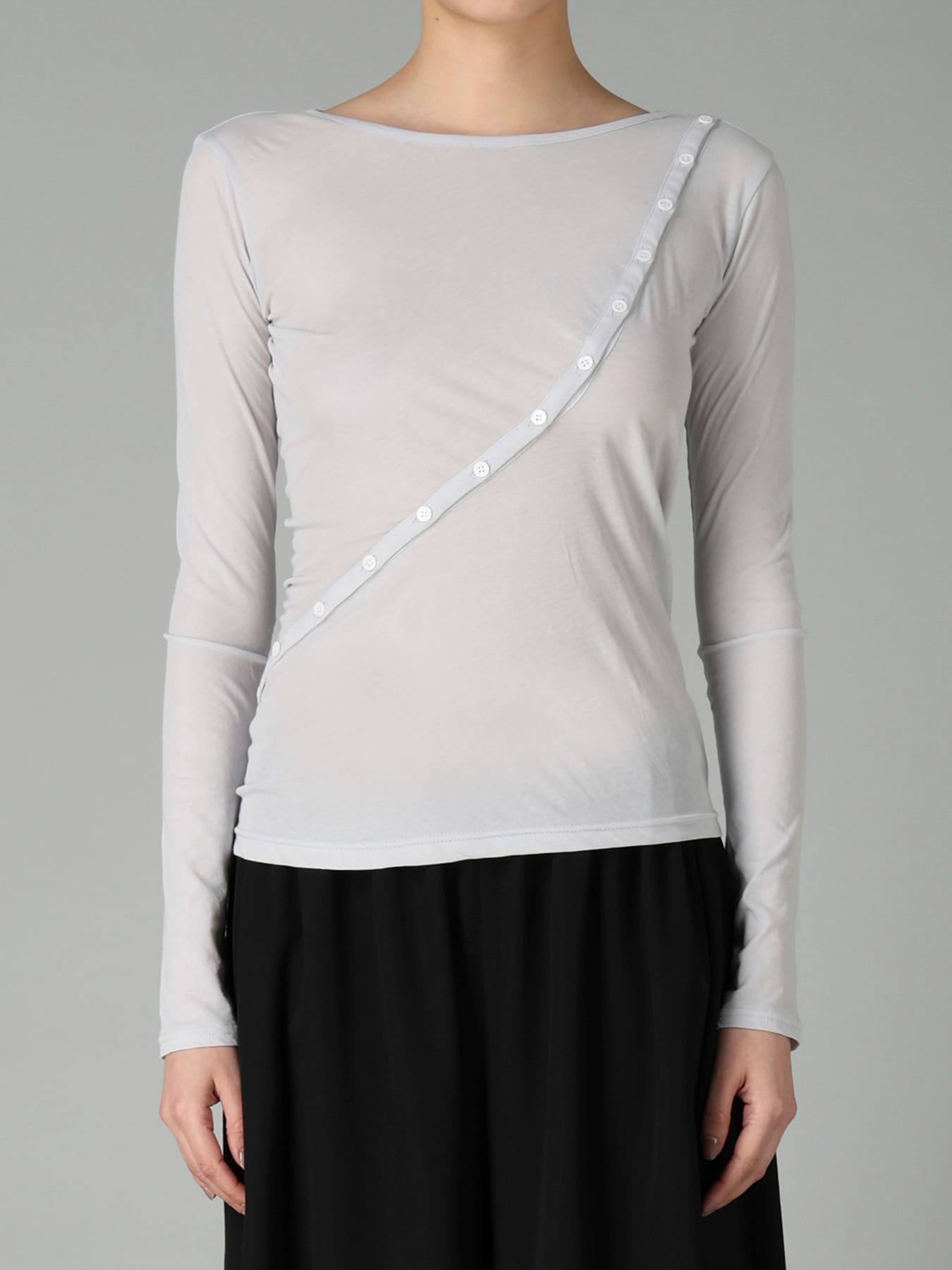 HIGH TWISTED SINGLE JERSEY DIGONAL BUTTON LONG SLV T