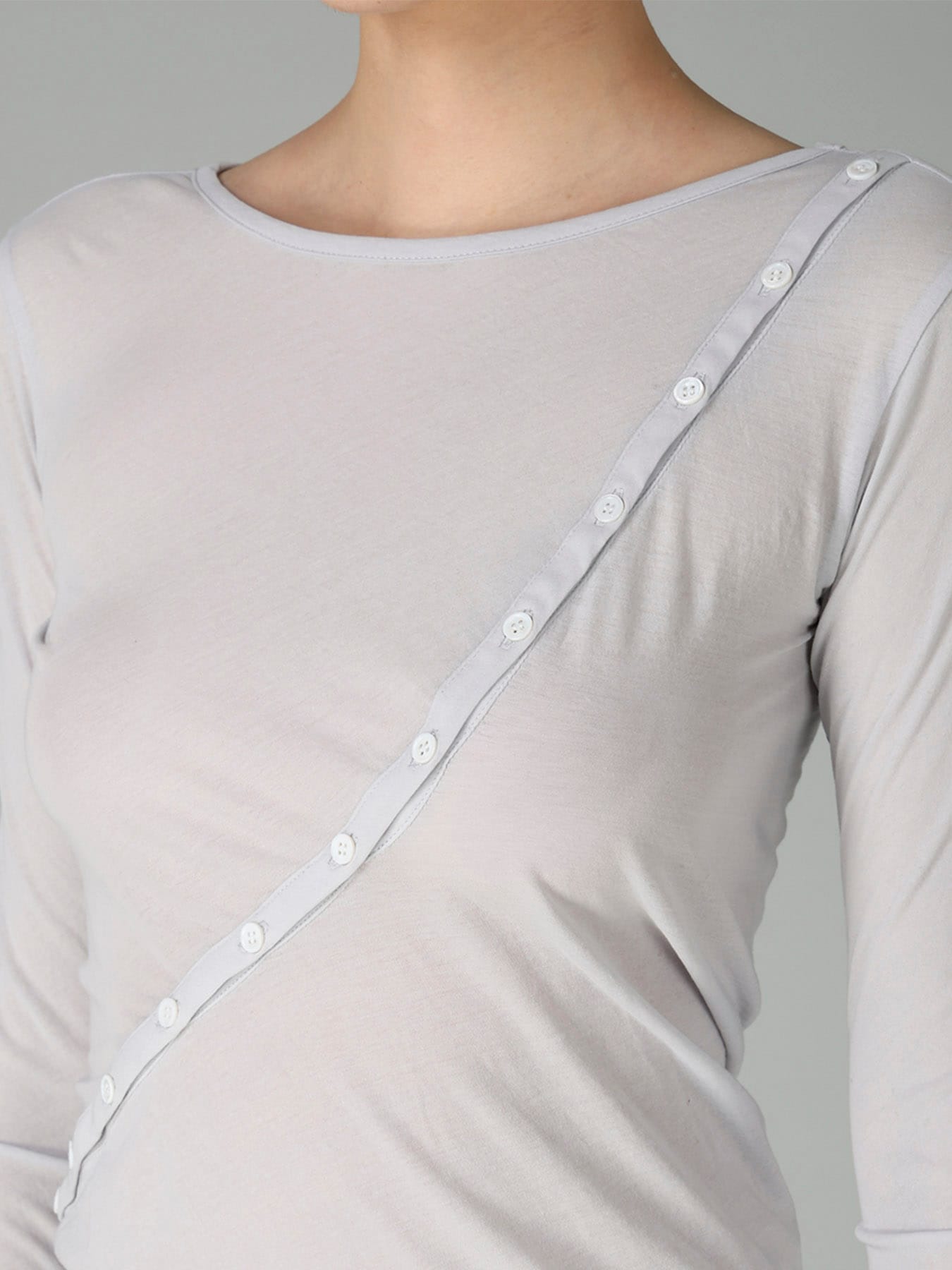 HIGH TWISTED SINGLE JERSEY DIGONAL BUTTON LONG SLV T