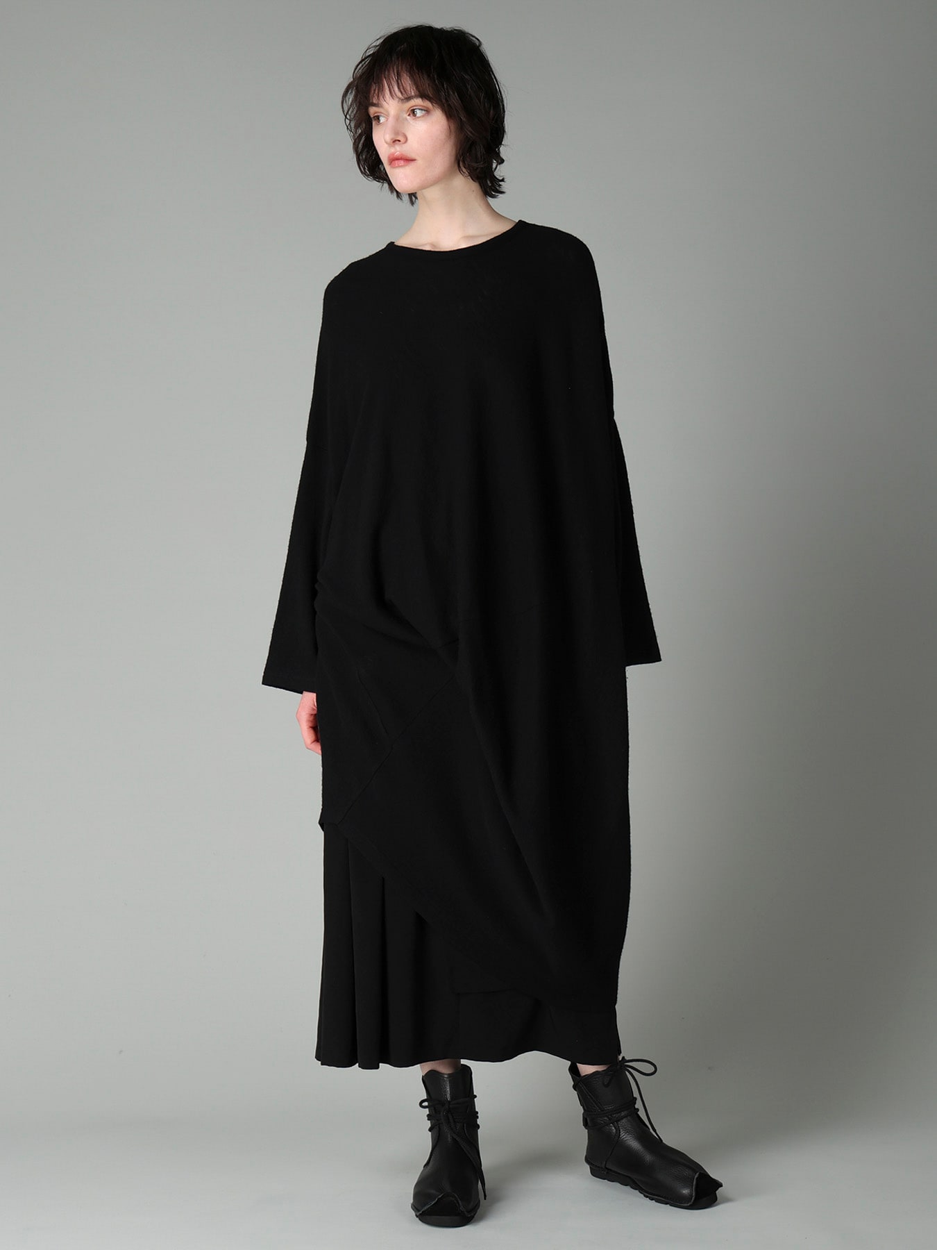 AIRY SPUN LIGHT MILLED DRAPED DRESS