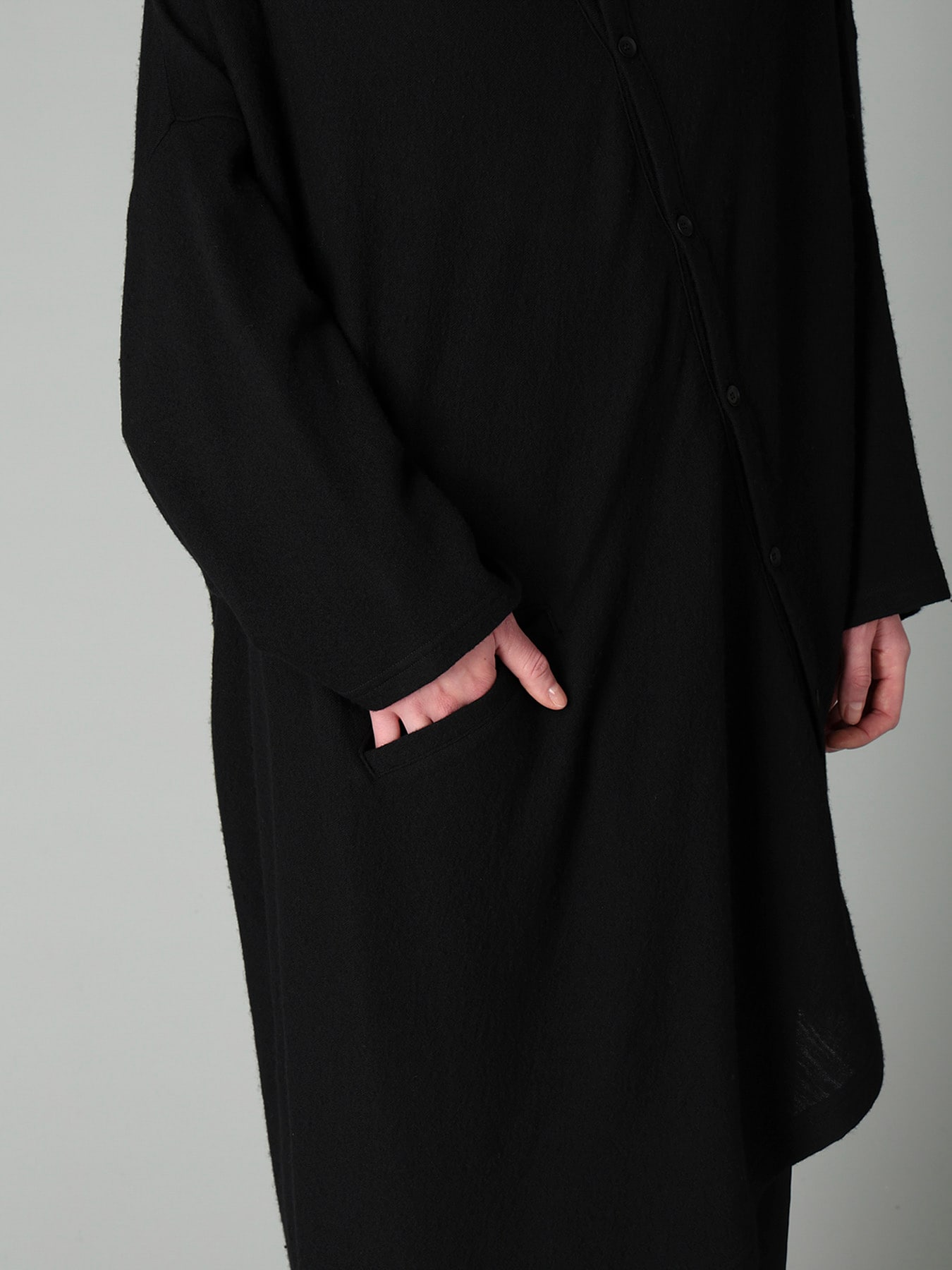 AIRY SPUN LIGHT MILLED DIAGONAL BUTTON COAT