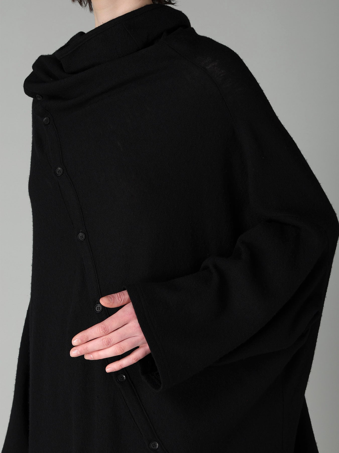 AIRY SPUN LIGHT MILLED DIAGONAL BUTTON COAT
