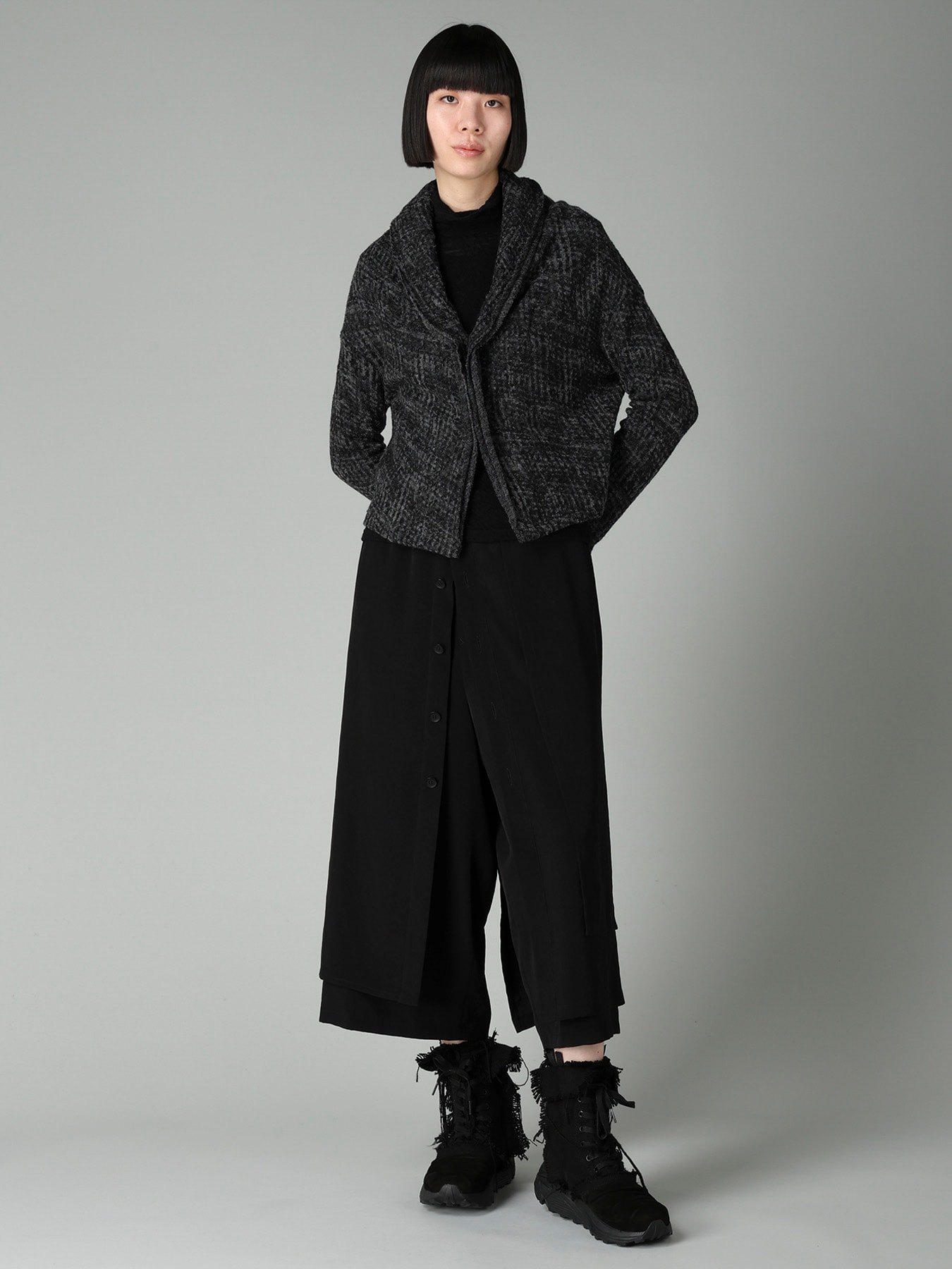 MILLING GLEN CHECK JQ DRAPED CARDIGAN