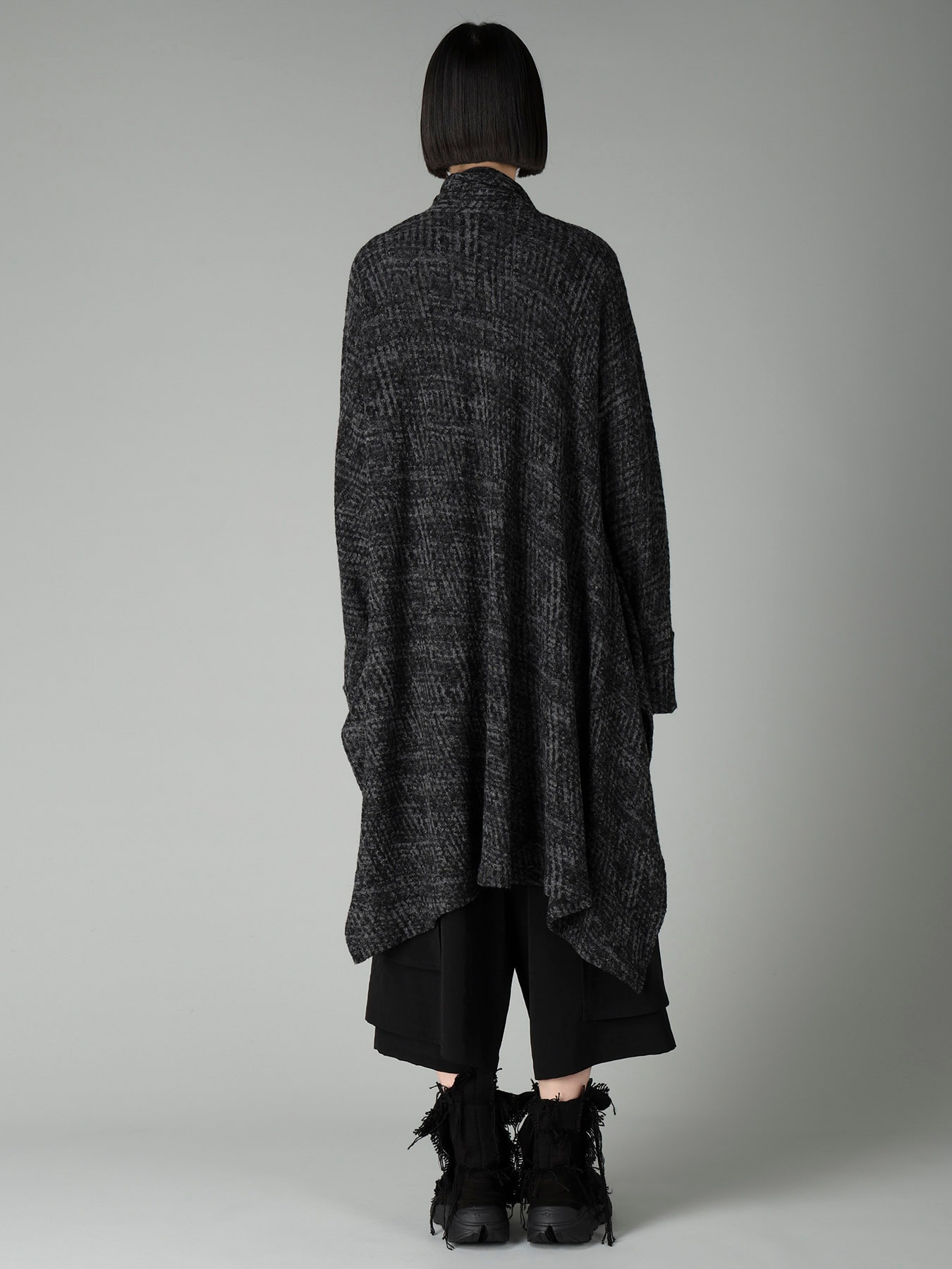 MILLING GLEN CHECK JQ DRAPED LONG CARDIGAN