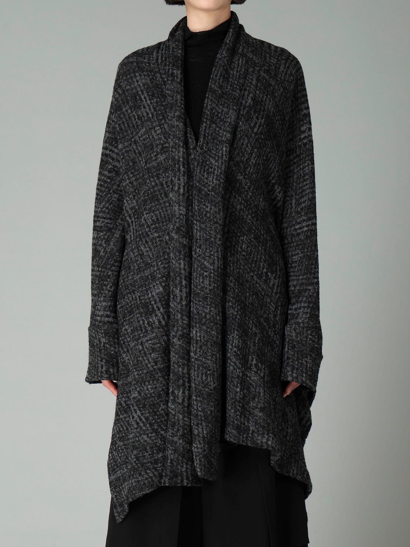 MILLING GLEN CHECK JQ DRAPED LONG CARDIGAN